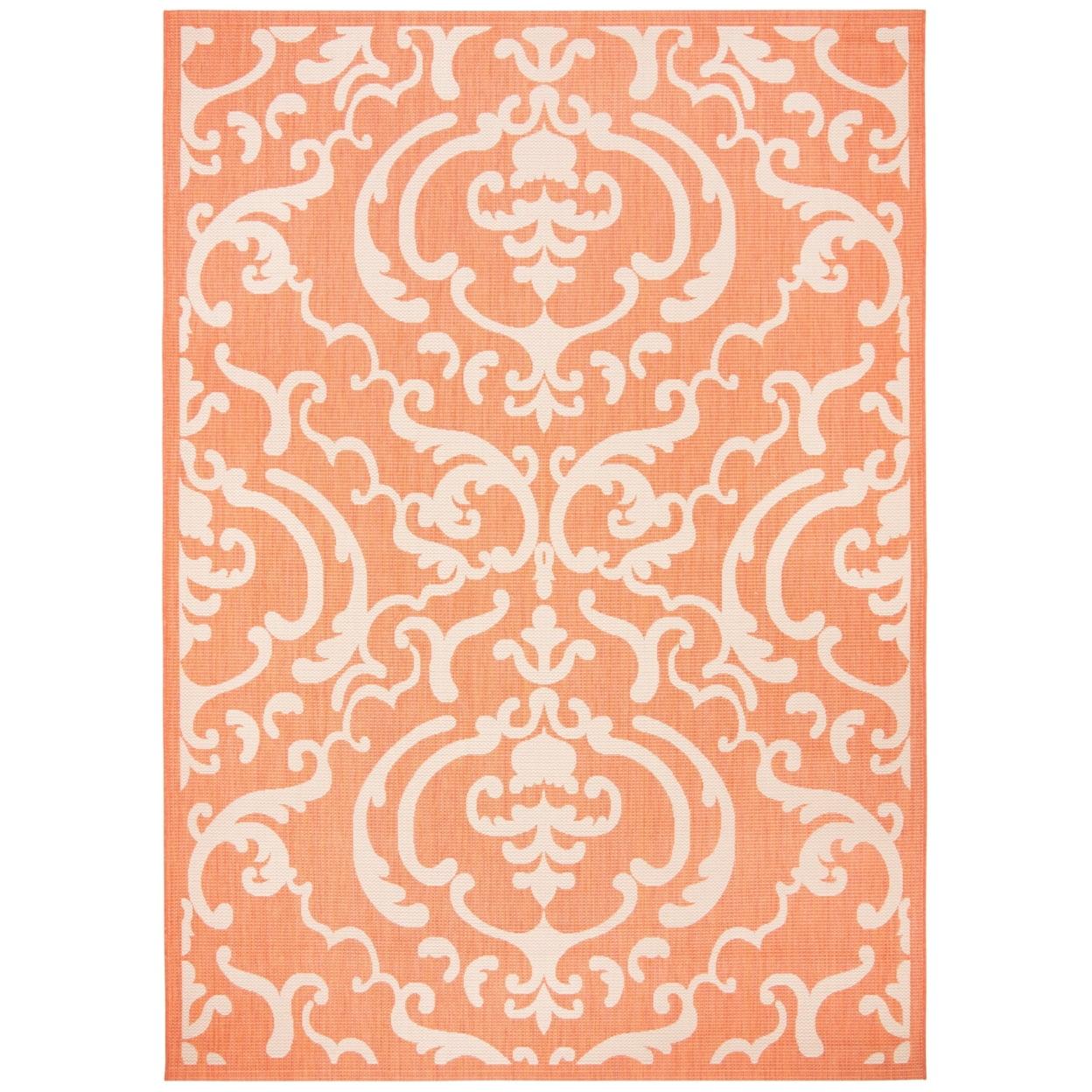 Terracotta and Natural 8' x 11' Synthetic Easy-Care Outdoor Rug