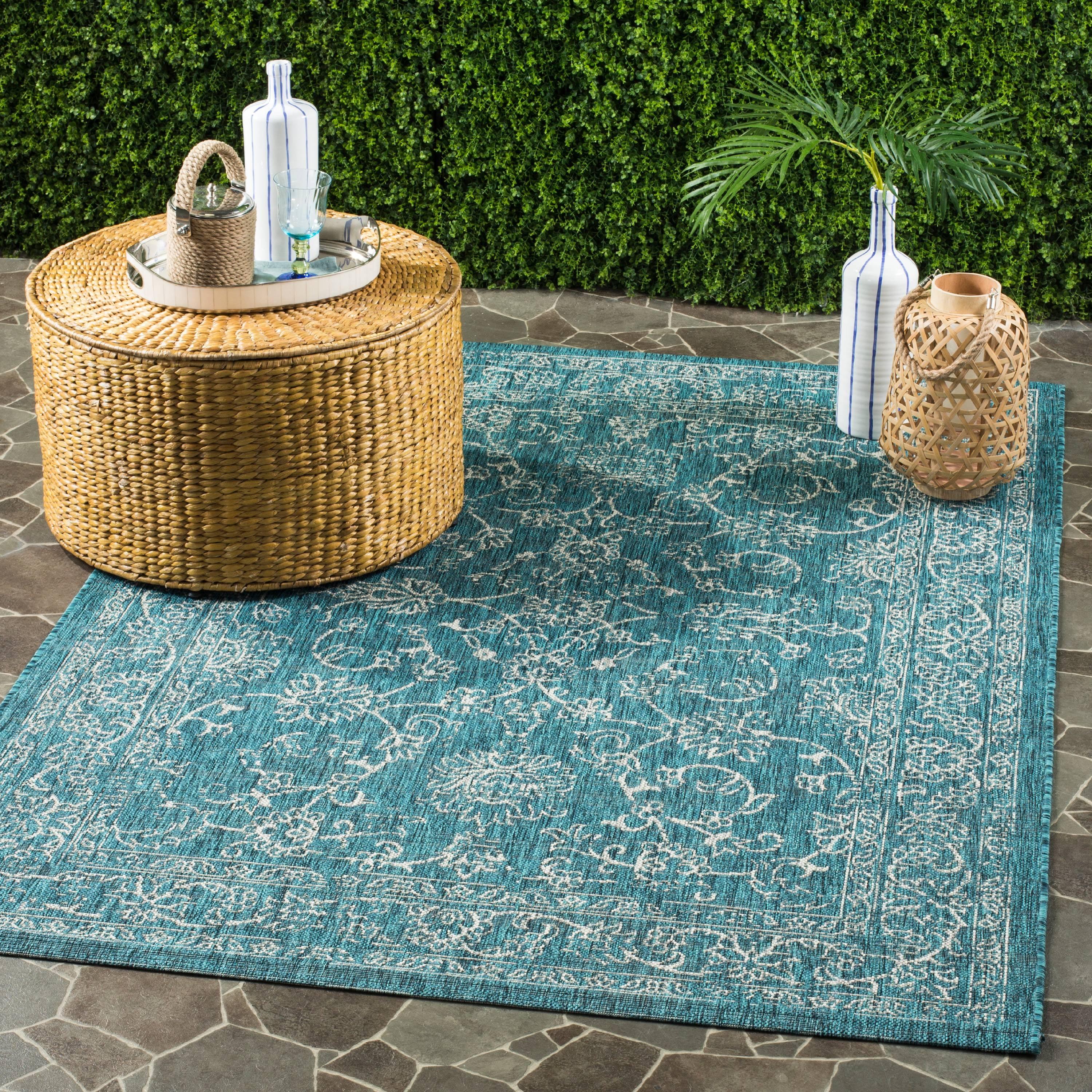 Courtyard CY8680 Power Loomed Indoor and Outdoor Area Rug - Turquoise - 9'x12' - Safavieh