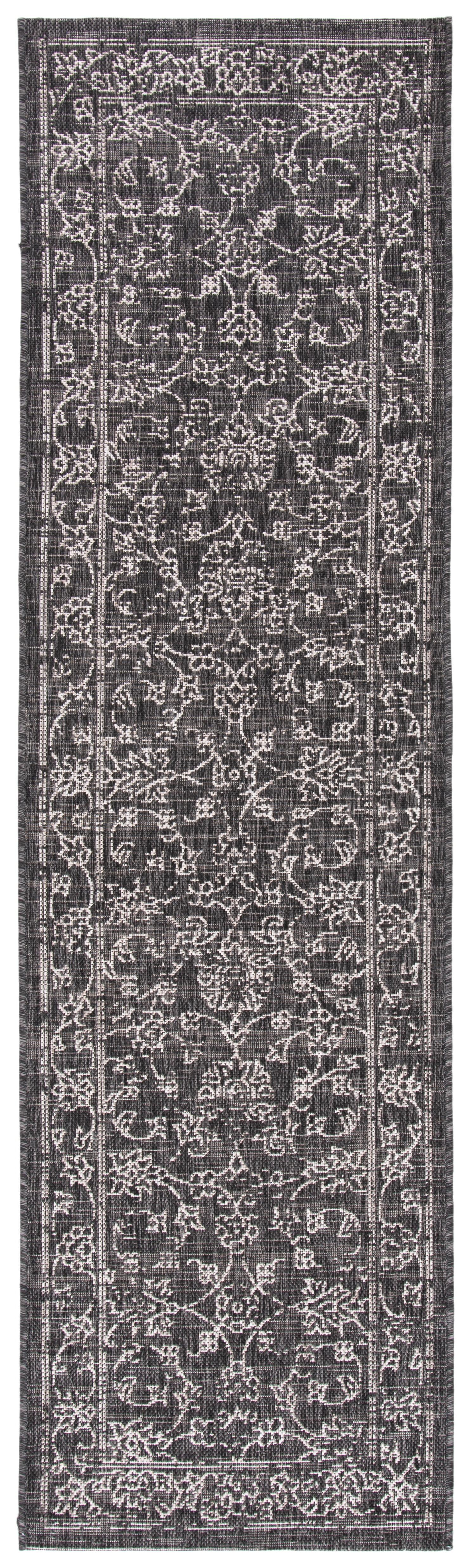 Courtyard CY8680 Power Loomed Indoor and Outdoor Runner Rug - Black/Ivory - 2'3"x6'7" - Safavieh