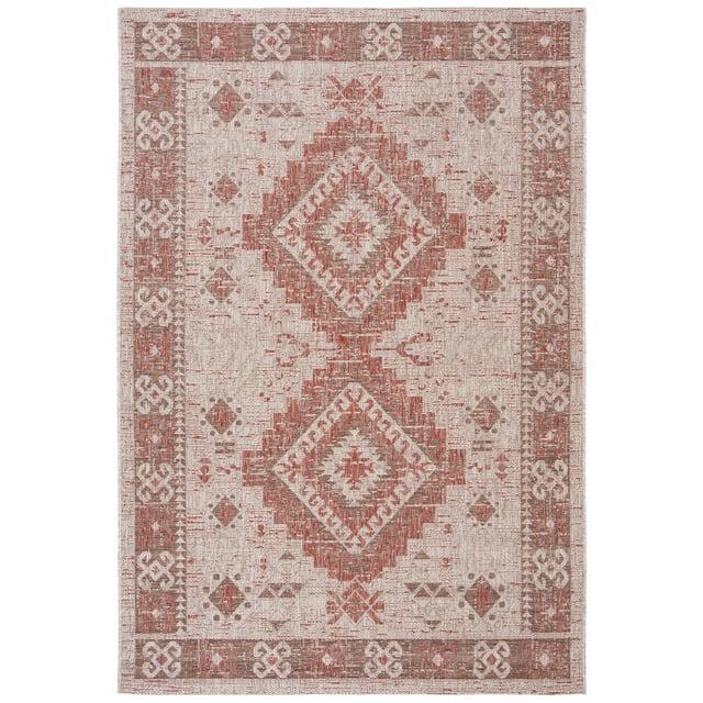 Courtyard CY8546 Power Loomed Indoor and Outdoor Area Rug - Beige/Red - 4'x5'7" - Safavieh