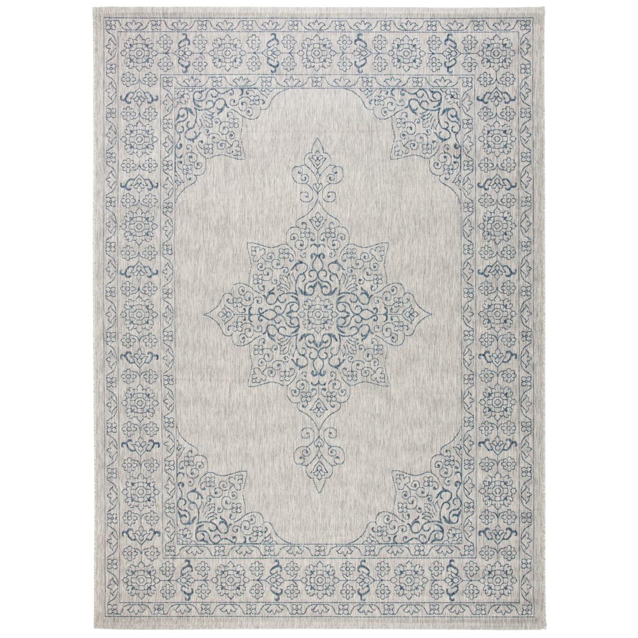 Courtyard CY8232 Power Loomed Indoor/Outdoor Area Rug - Grey/Navy - 8'9"x11'9" - Safavieh.