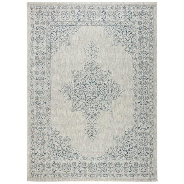 Courtyard CY8232 Power Loomed Indoor/Outdoor Area Rug - Grey/Navy - 8'9"x11'9" - Safavieh.
