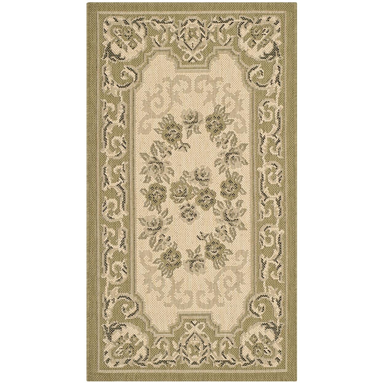 Courtyard CY7208 Power Loomed Indoor/Outdoor Accent Rug - Cream/Green - 2'x3'7" - Safavieh.