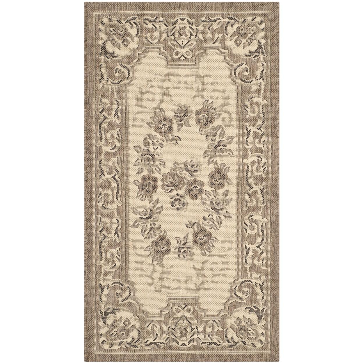 Courtyard CY7208 Power Loomed Indoor/Outdoor Accent Rug - Creme/Brown - 2'x3'7" - Safavieh.