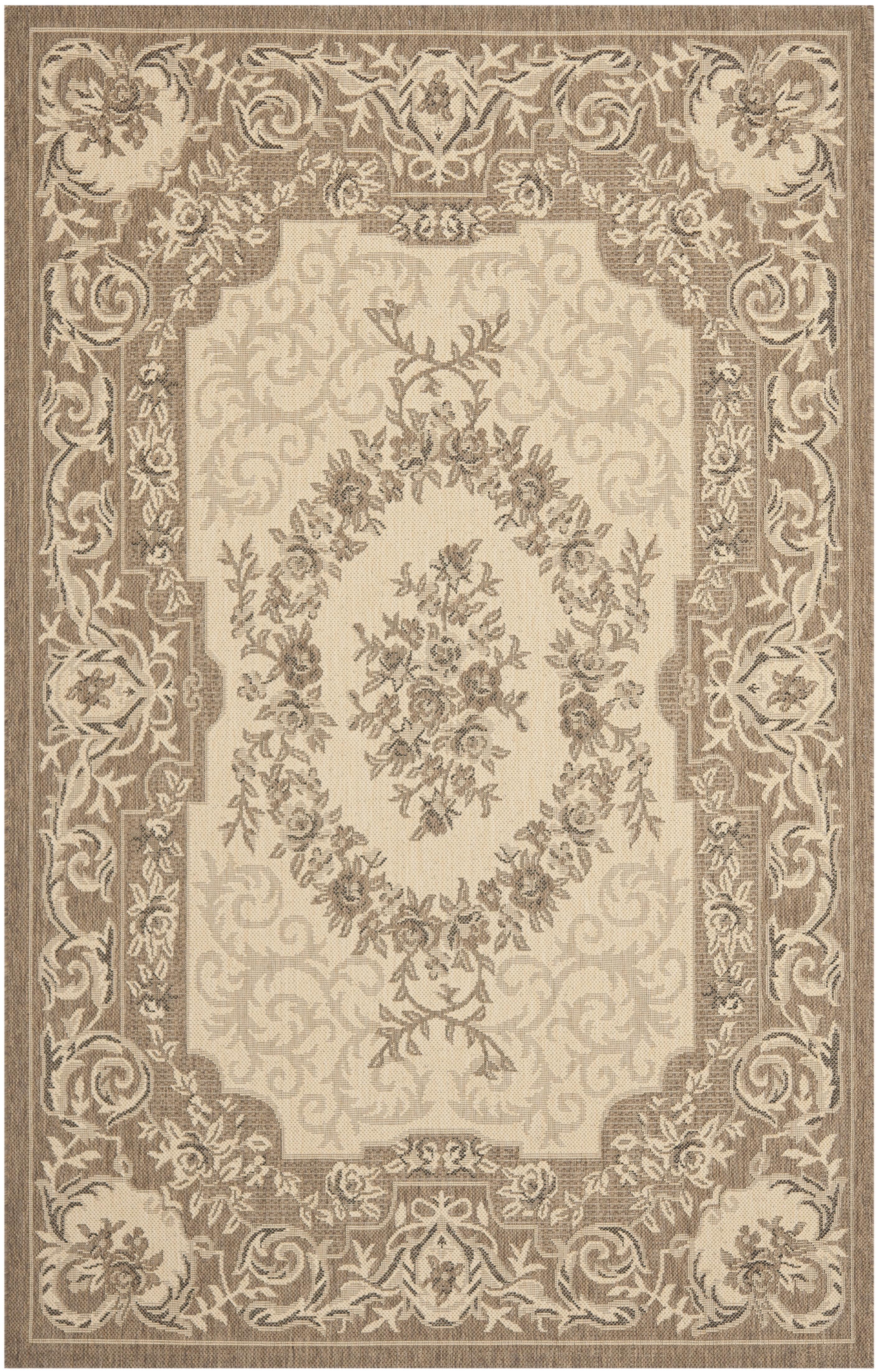 Courtyard CY7208 Power Loomed Indoor/Outdoor Area Rug - Creme/Brown - 6'7"x9'6" - Safavieh.