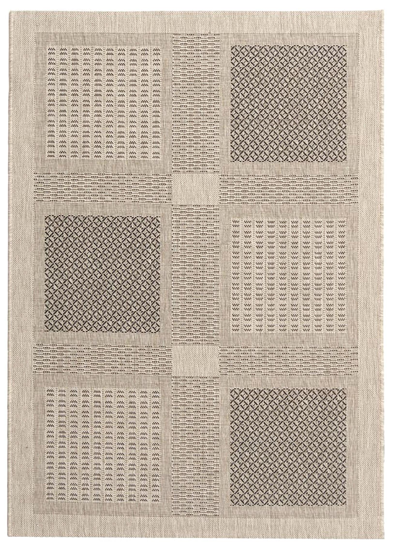 Gray Synthetic Flat Woven Reversible Square Rug