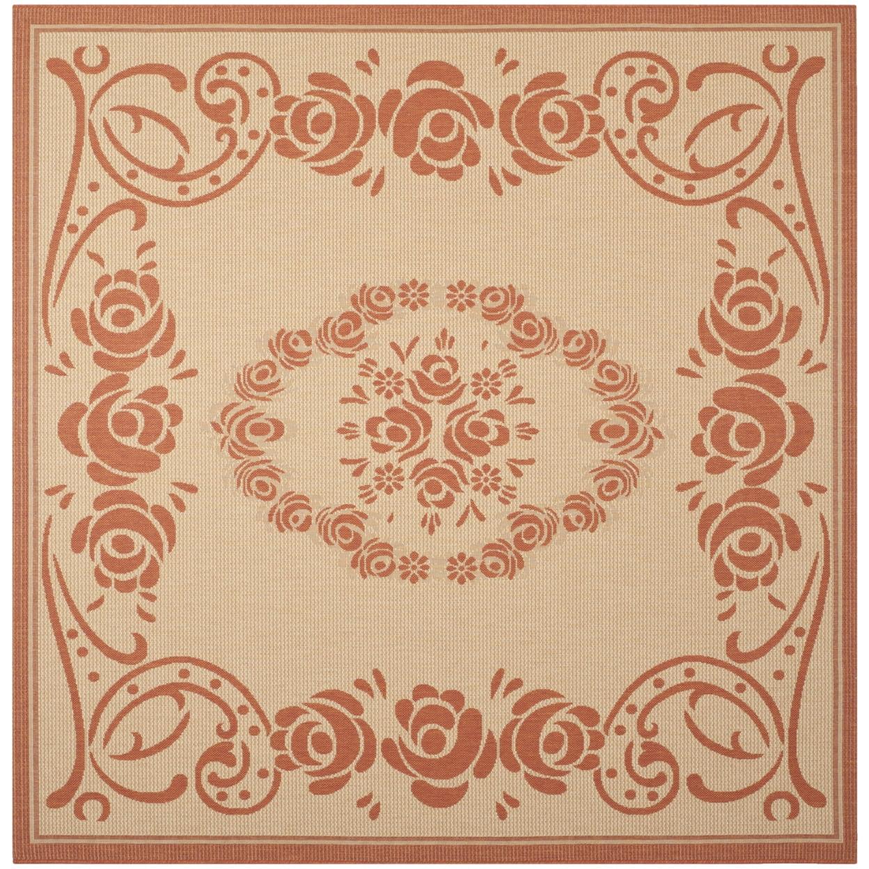 Elena 7'10" Square Natural & Terra Indoor/Outdoor Rug