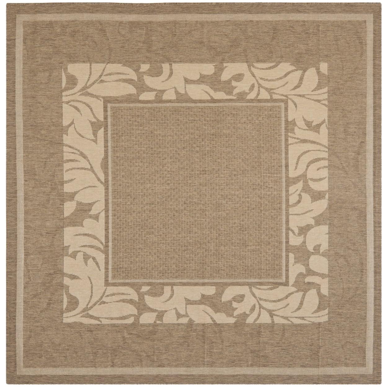 Courtyard CY1704 Power Loomed Indoor and Outdoor Area Rug - Brown/Natural - 6'7"x6'7" - Safavieh