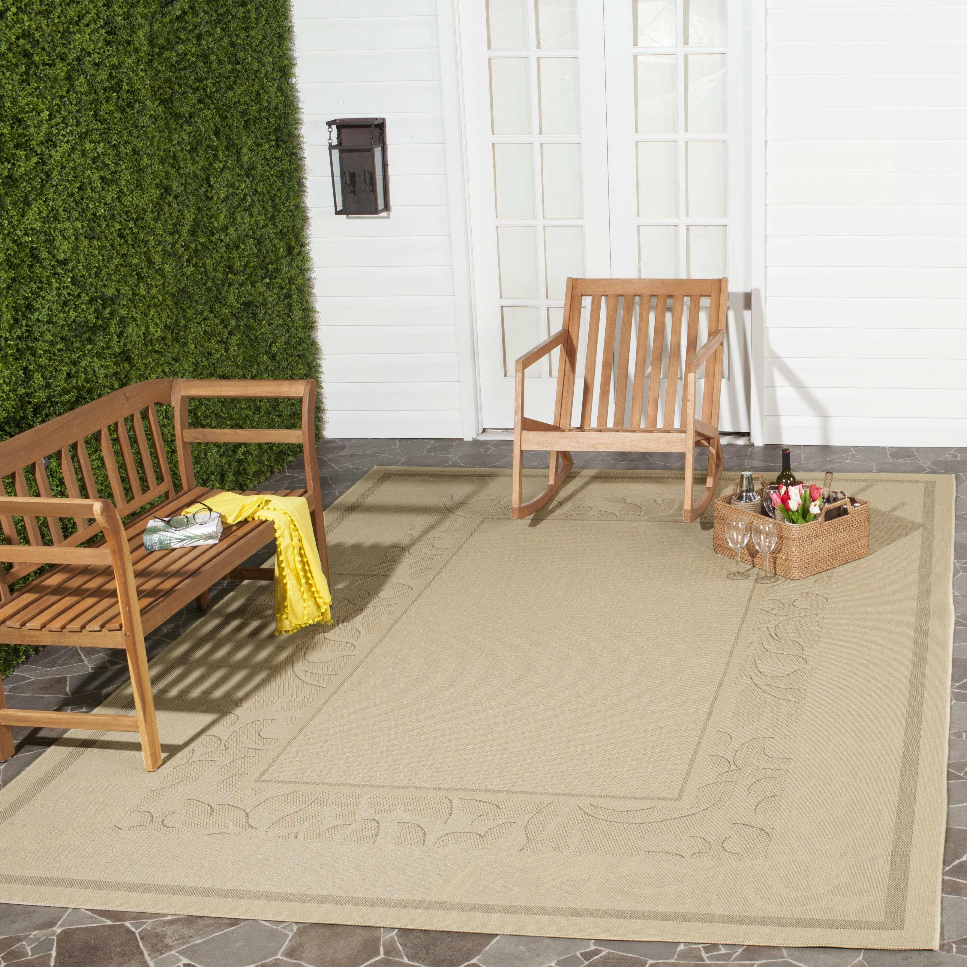 Natural Brown Rectangular Synthetic Indoor/Outdoor Area Rug