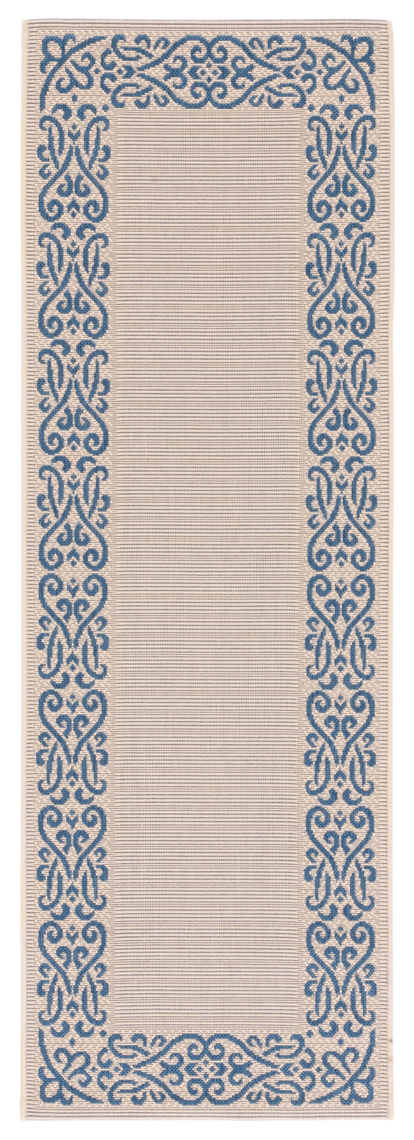 Reversible Beige Synthetic Flat Woven Rug 27" x 10"