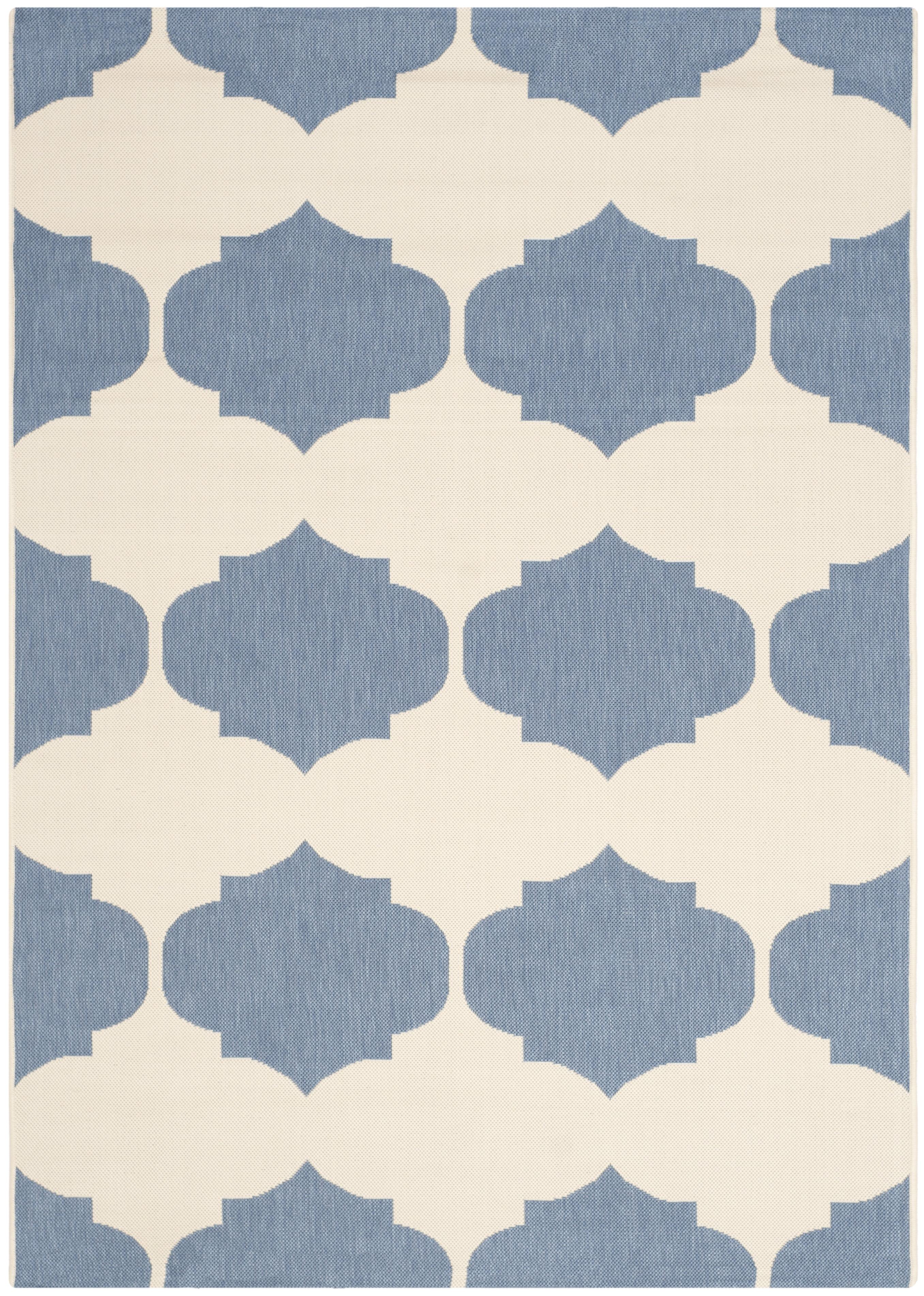 Courtyard CY6162 Power Loomed Indoor and Outdoor Area Rug - Beige/Blue - 5'3"x7'7" - Safavieh