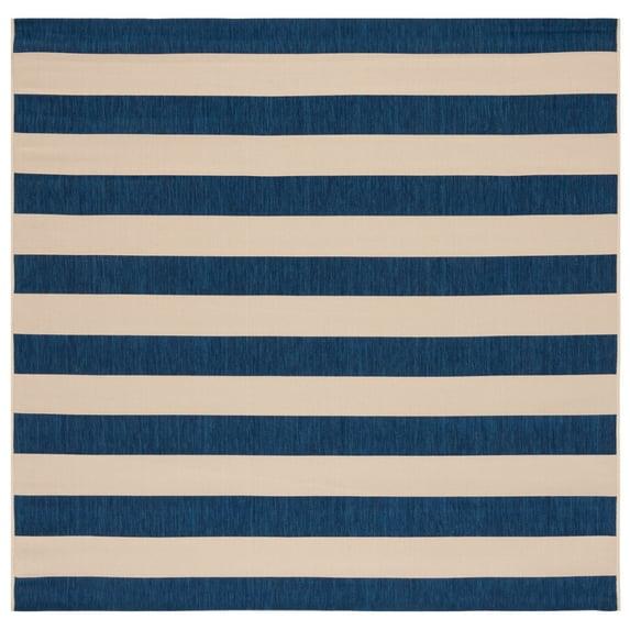 Courtyard CY6812 Power Loomed Indoor/Outdoor Area Rug - Beige/Navy - 6'7"x6'7" - Safavieh.