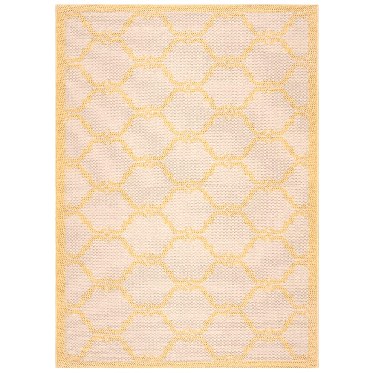 Elegant Gold and Beige Indoor/Outdoor Rectangular Rug, 4' x 5'7"