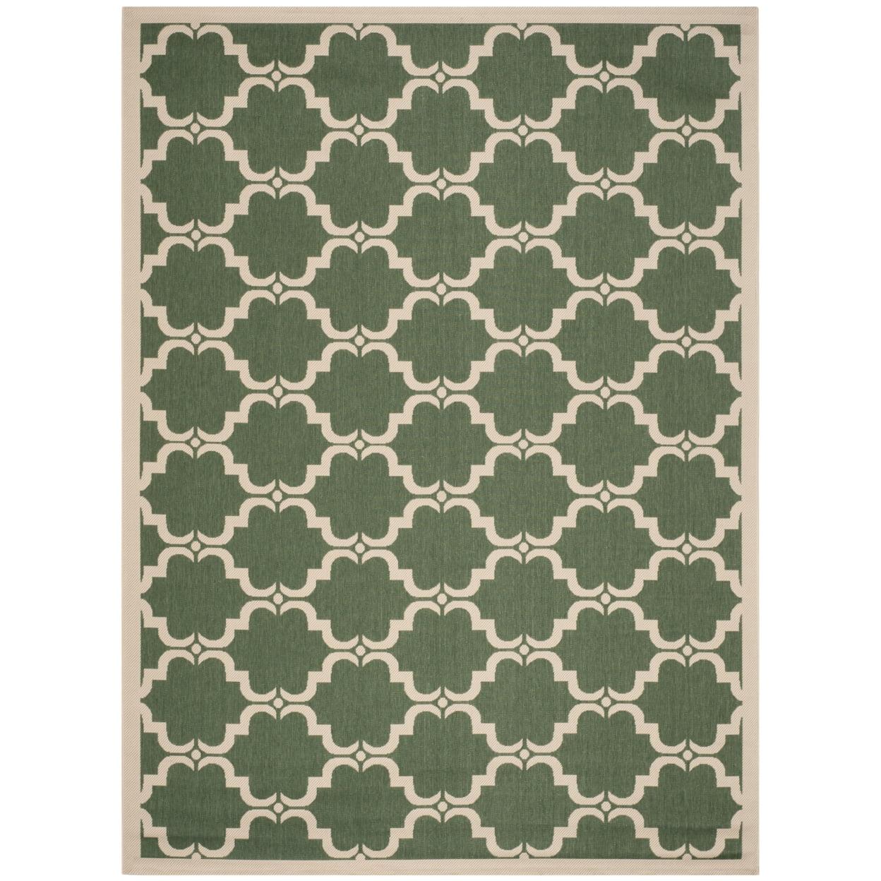 SAFAVIEH Courtyard Estelle Geometric Indoor/Outdoor Area Rug, 9' x 12', Dark Green/Beige