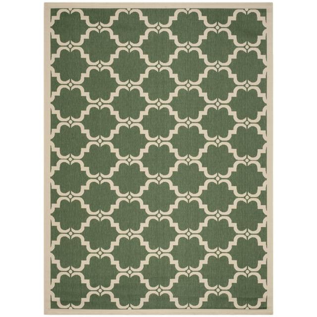 SAFAVIEH Courtyard Estelle Geometric Indoor/Outdoor Area Rug, 9' x 12', Dark Green/Beige
