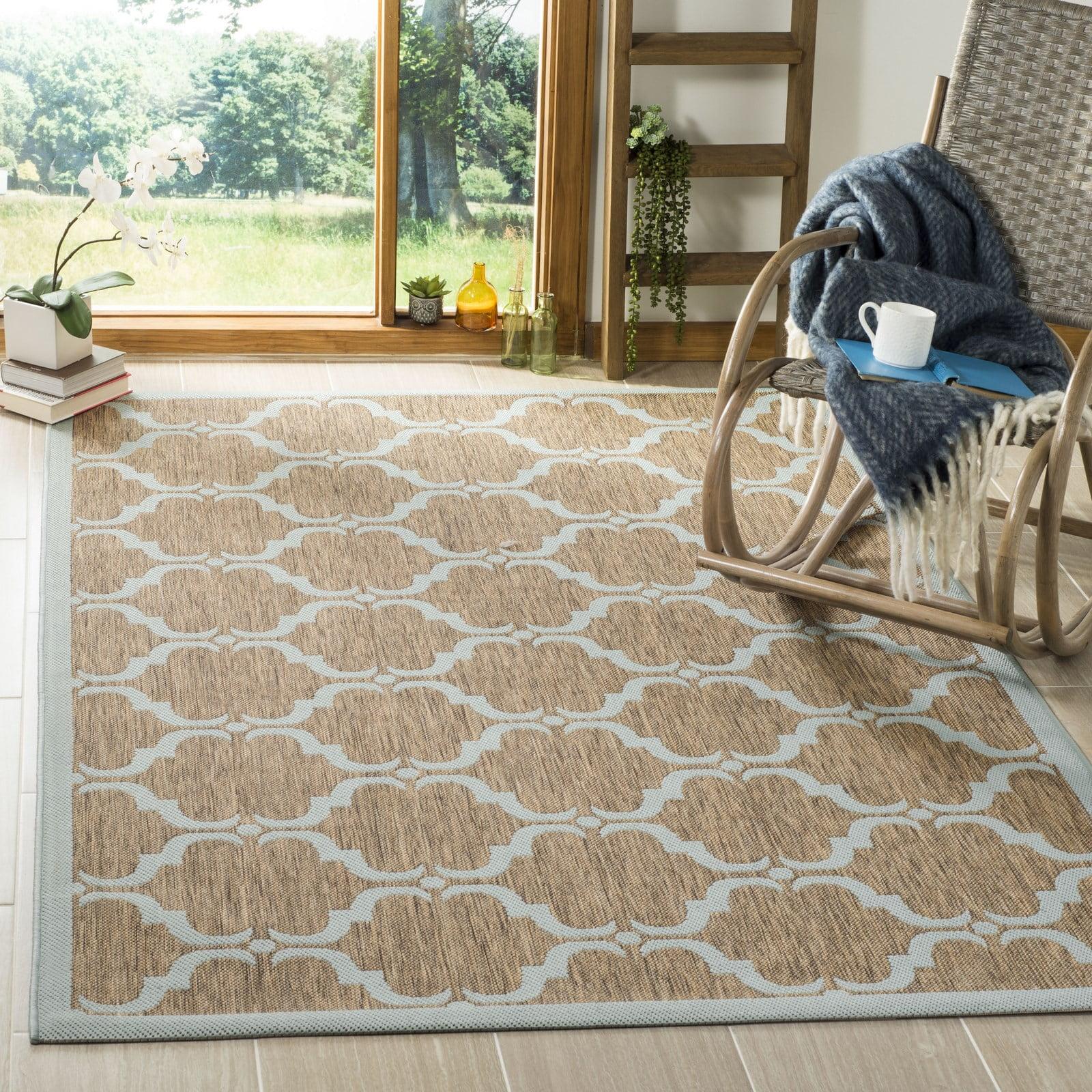 Courtyard CY6009 Power Loomed Indoor and Outdoor Area Rug - Brown/Aqua - 5'3"x7'7" - Safavieh