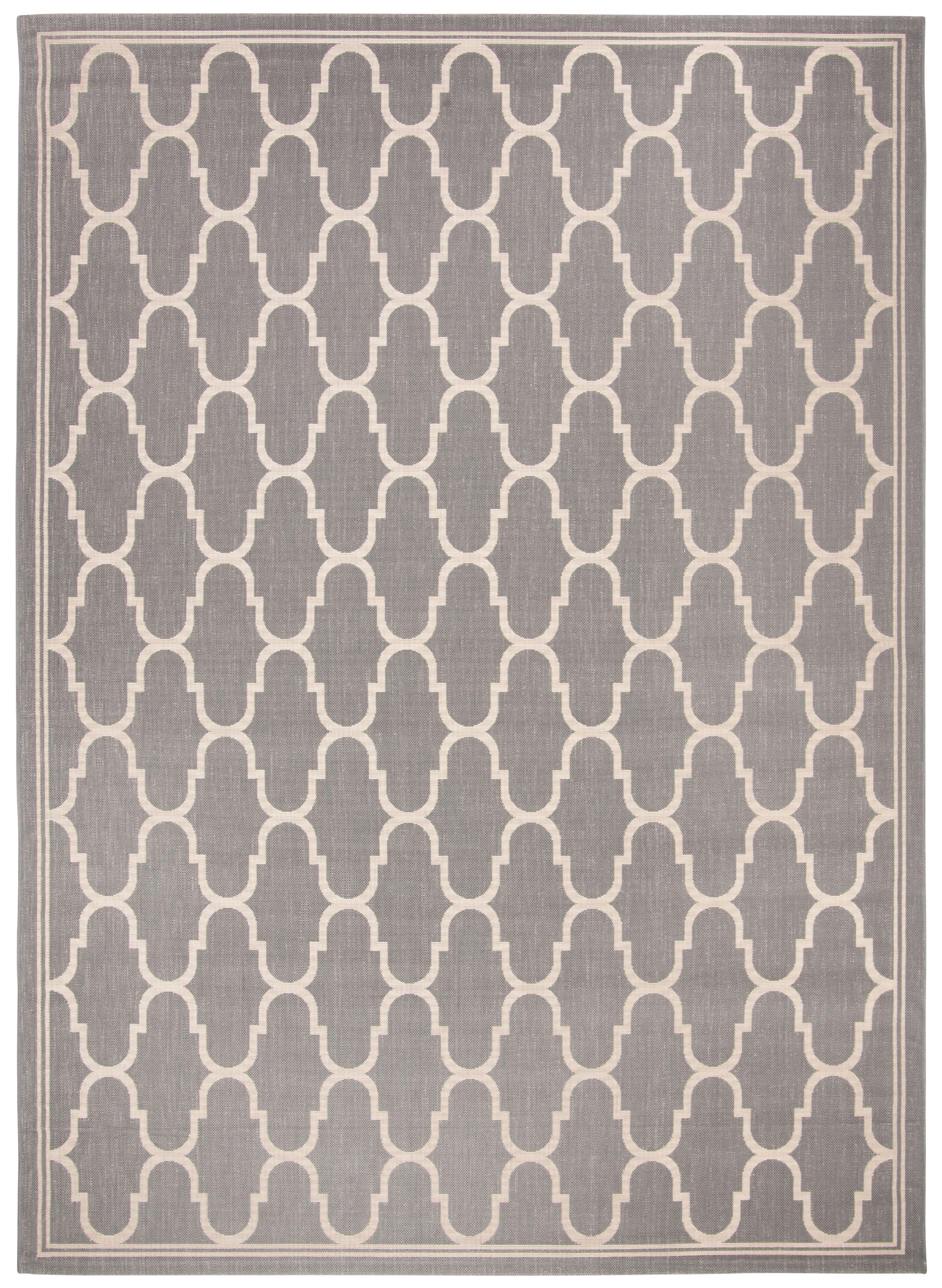 SAFAVIEH Courtyard Eustacia Geometric Trellis Indoor/Outdoor Area Rug Anthracite/Beige, 9' x 12'6"