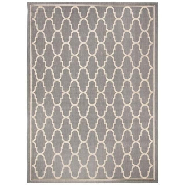 SAFAVIEH Courtyard Eustacia Geometric Trellis Indoor/Outdoor Area Rug Anthracite/Beige, 9' x 12'6"