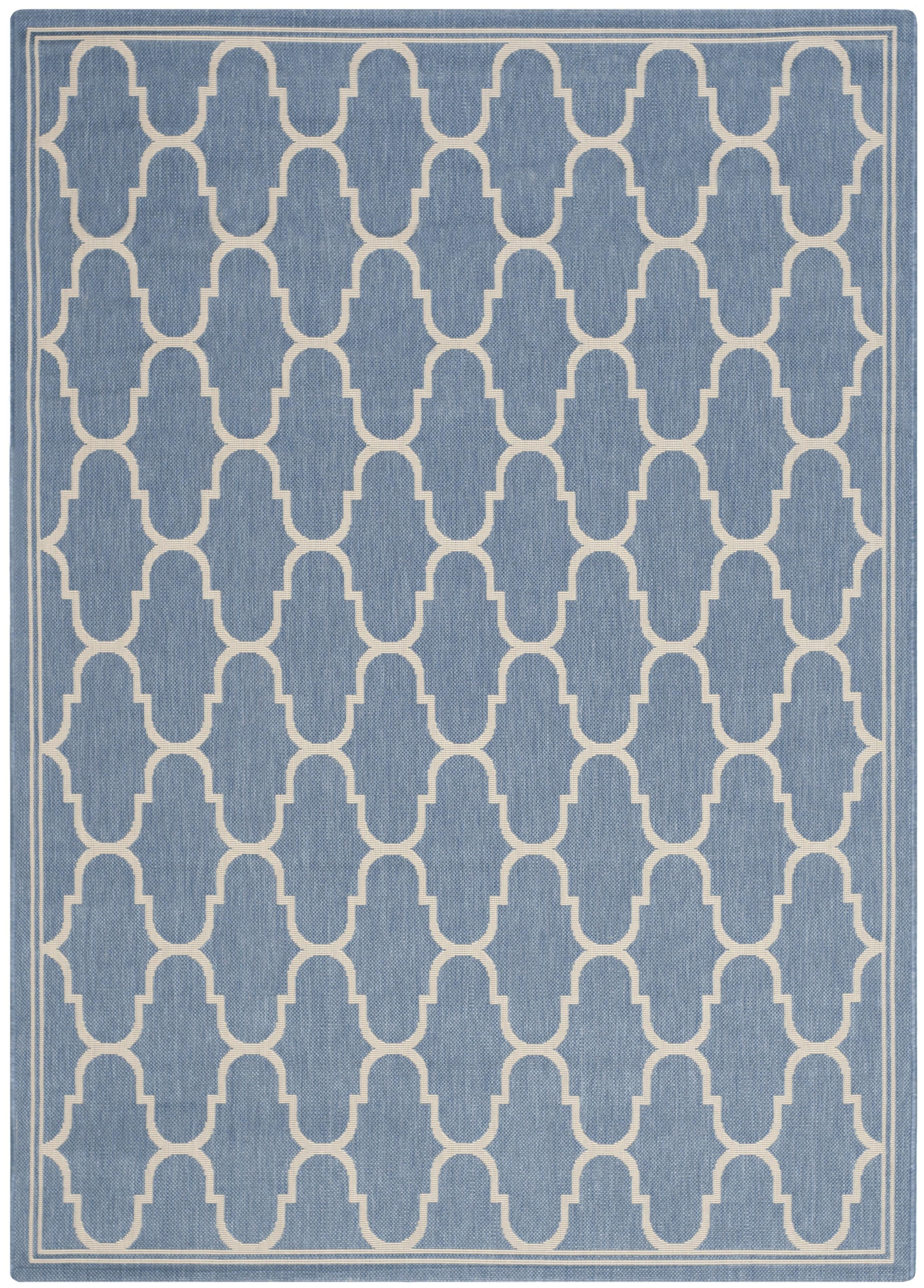 Courtyard CY6016 Power Loomed Indoor and Outdoor Area Rug - Blue/Beige - 9'x12'6" - Safavieh