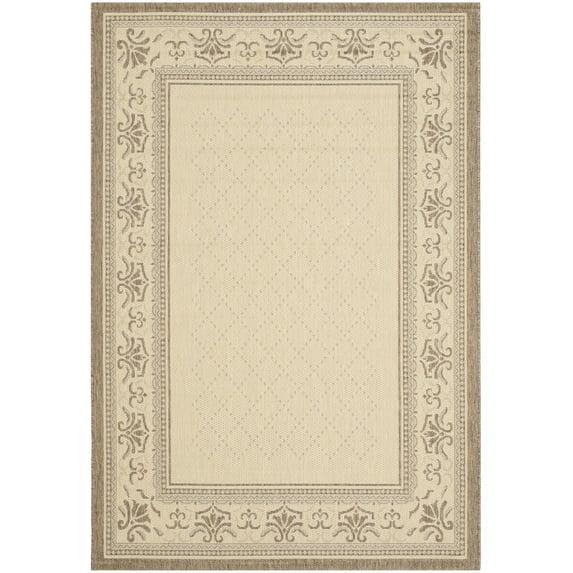 SAFAVIEH Courtyard Eva Oriental Indoor/Outdoor Area Rug, Natural/Brown, 6'7" x 9'6"