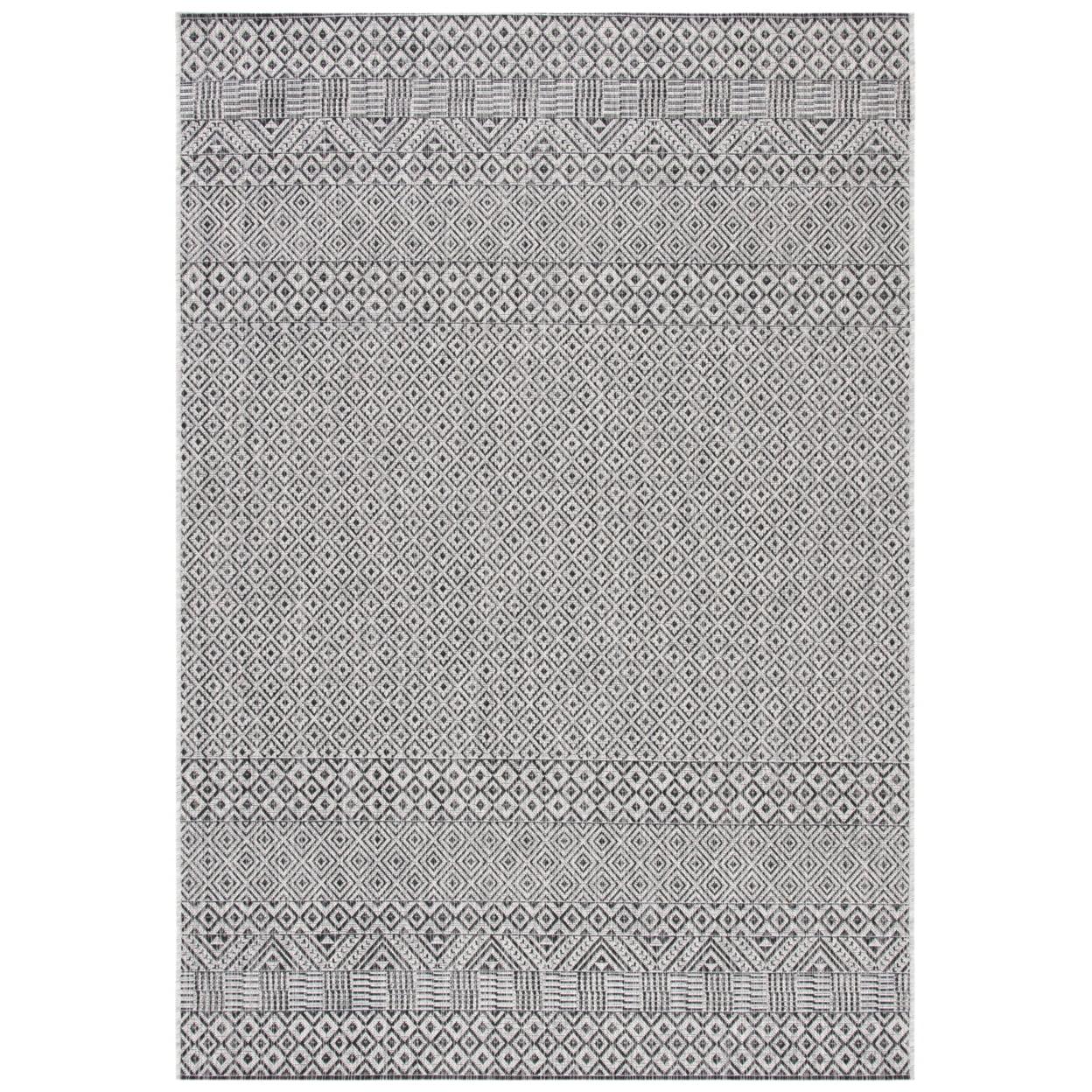 Elegant Gray & Black Synthetic Rectangular Rug, Easy Care 47"x67"