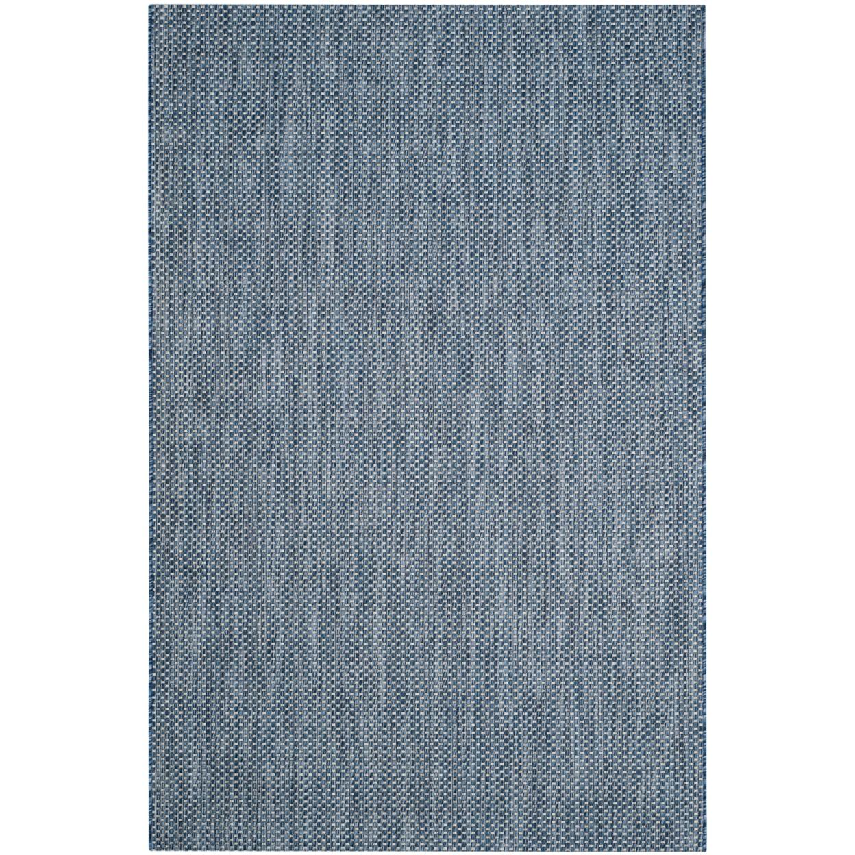 Navy/Grey Viscose Synthetic Easy Care Indoor/Outdoor Area Rug