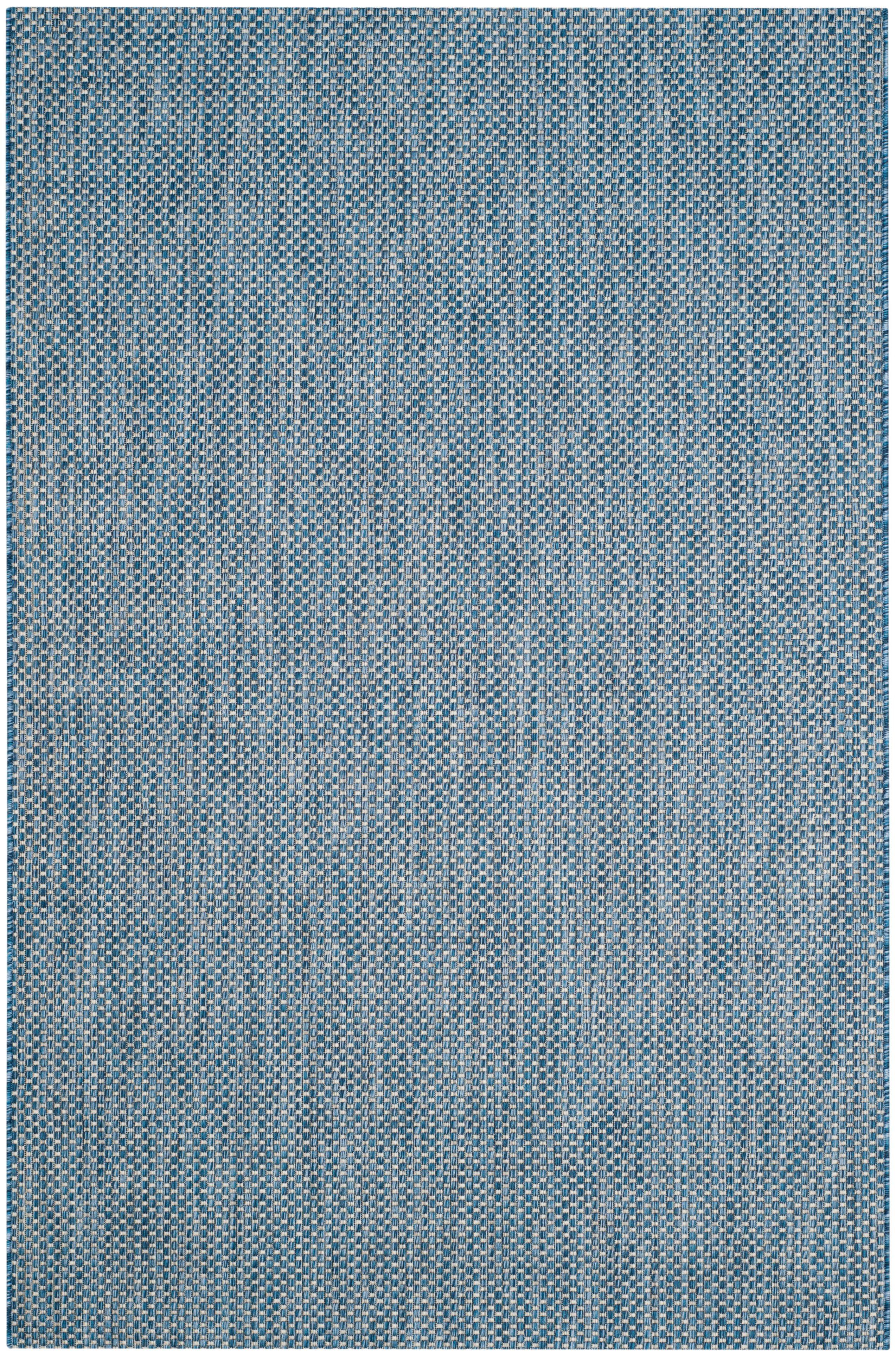 Navy and Grey Rectangular Synthetic 4' x 6' Area Rug