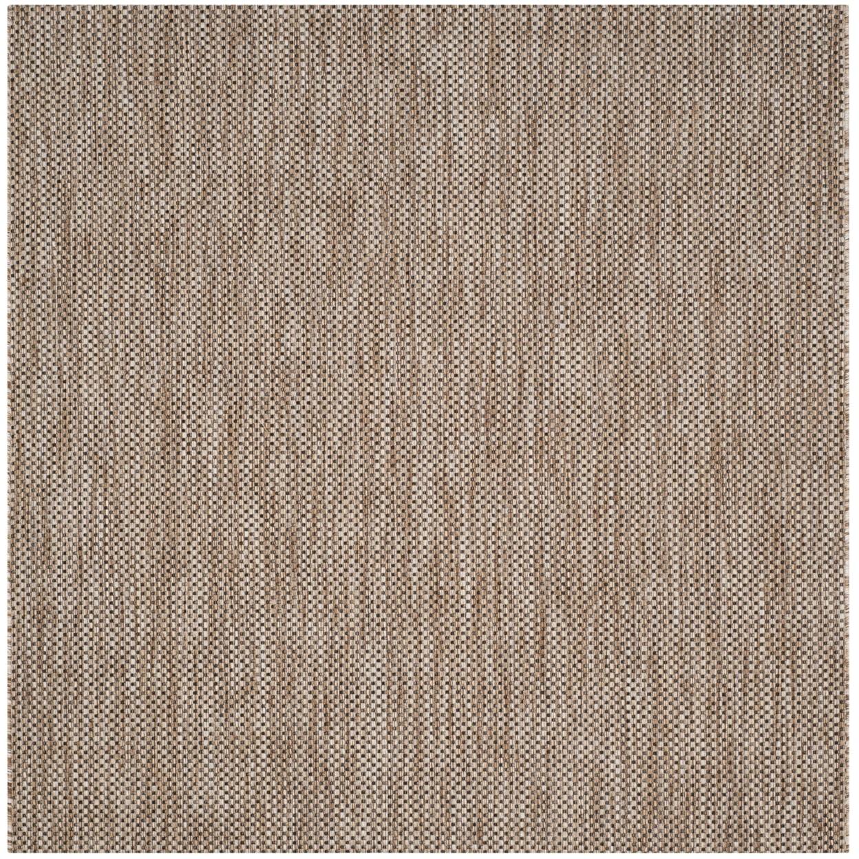 Natural and Black Square Synthetic Indoor/Outdoor Area Rug