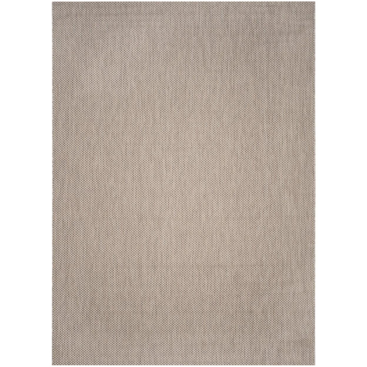 Beige and Brown Round Viscose Indoor/Outdoor Area Rug