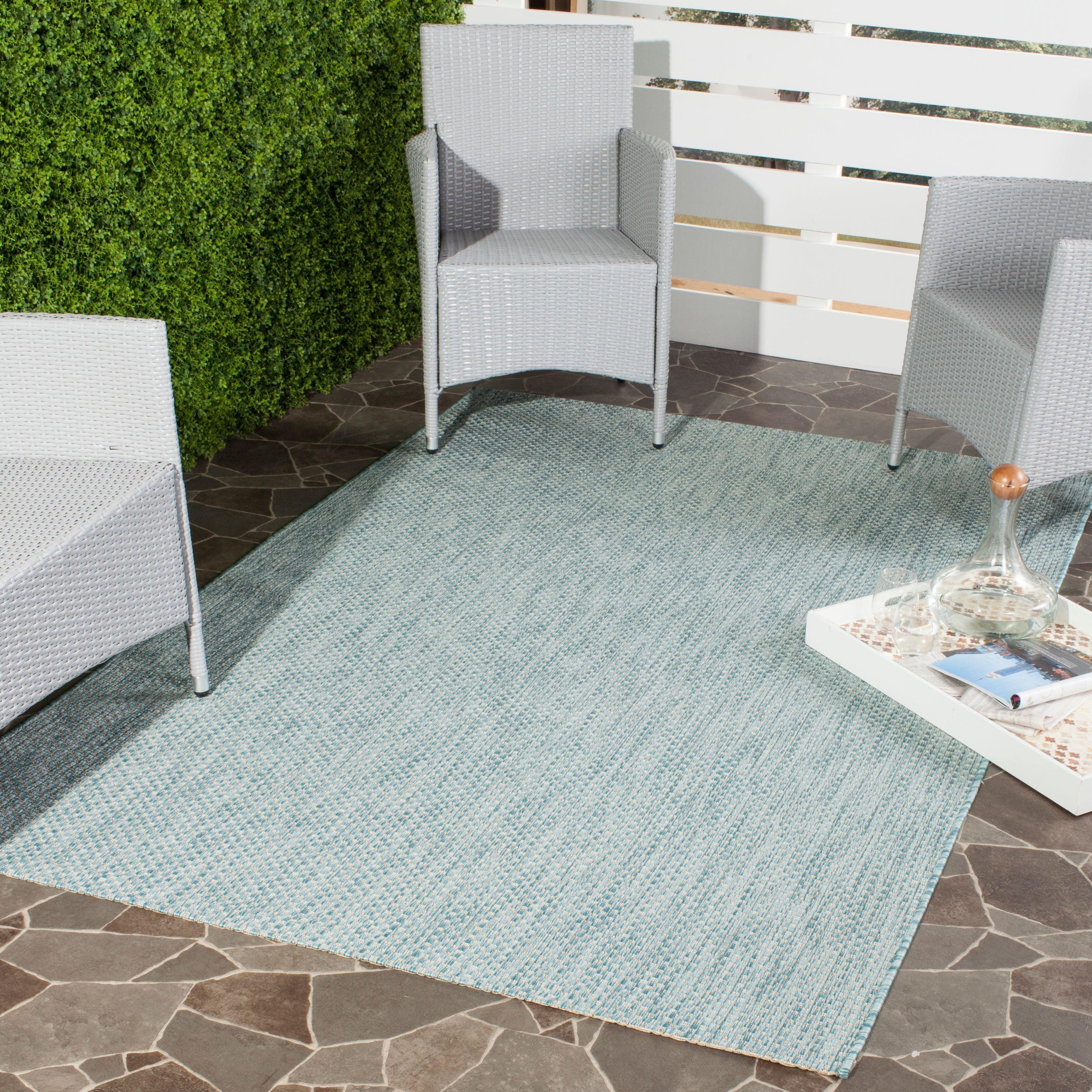 Courtyard CY8521 Power Loomed Indoor/Outdoor Area Rug - Aqua/Grey - 5'3"x7'7" - Safavieh.