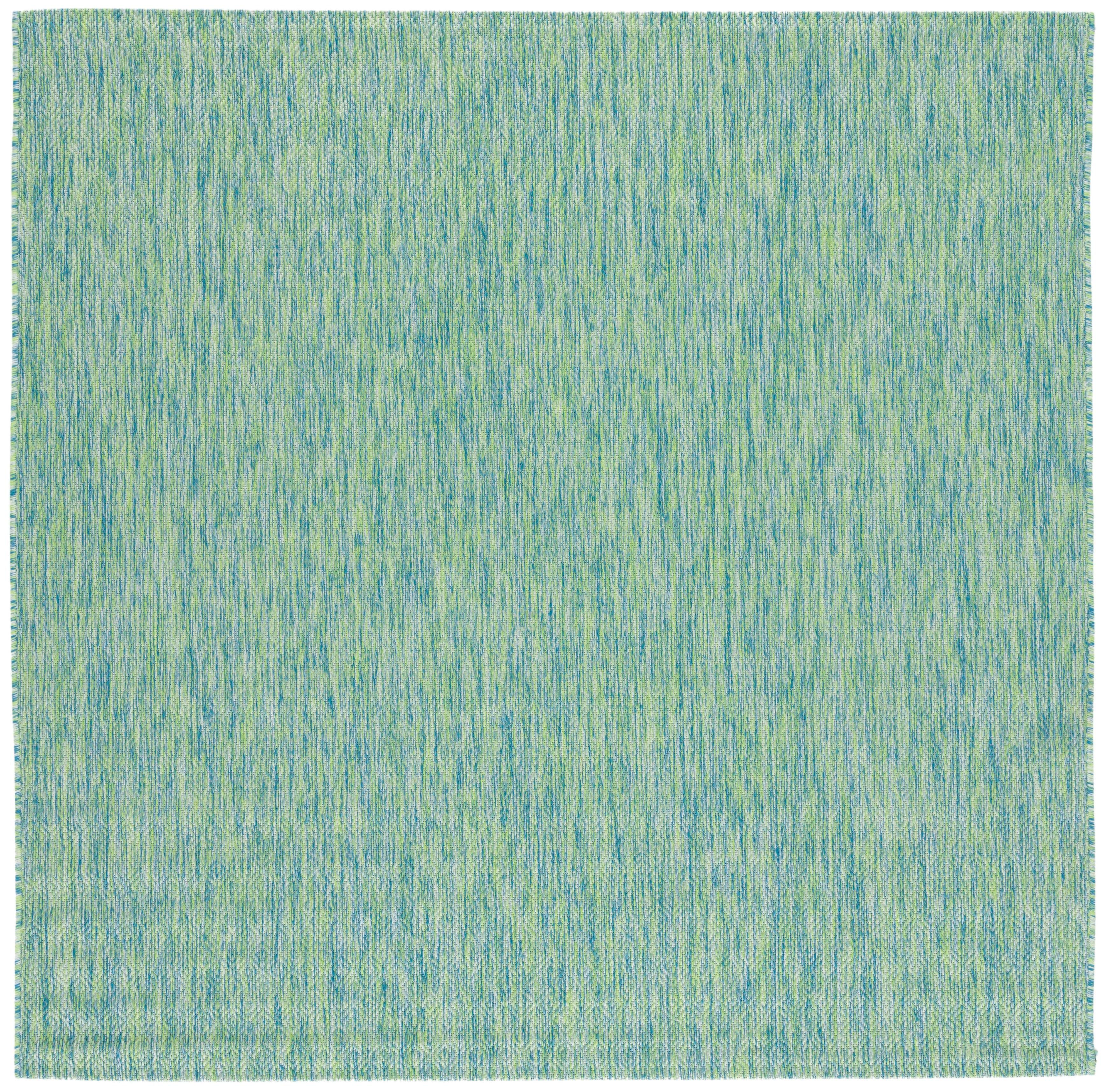 Green and Blue Square Indoor/Outdoor Area Rug