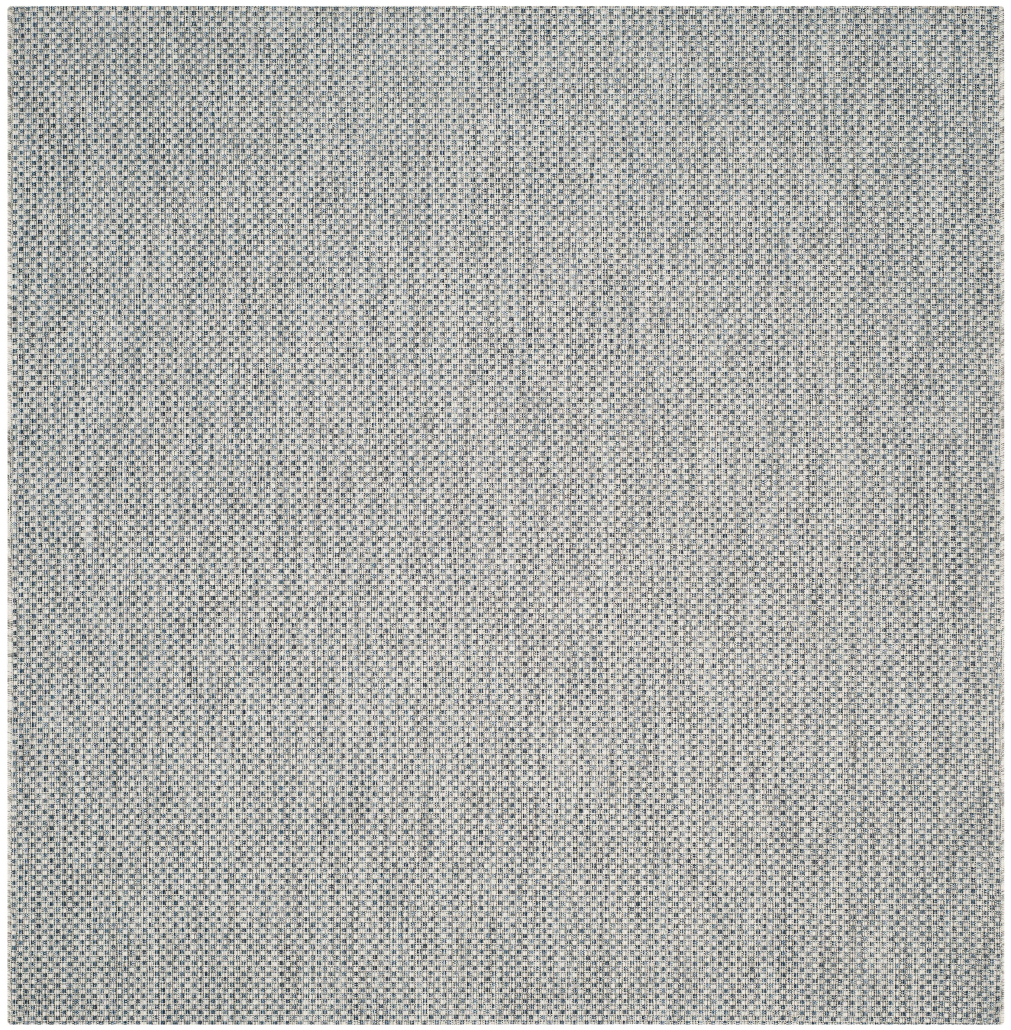 Navy and Grey 4' Square Synthetic Indoor/Outdoor Rug