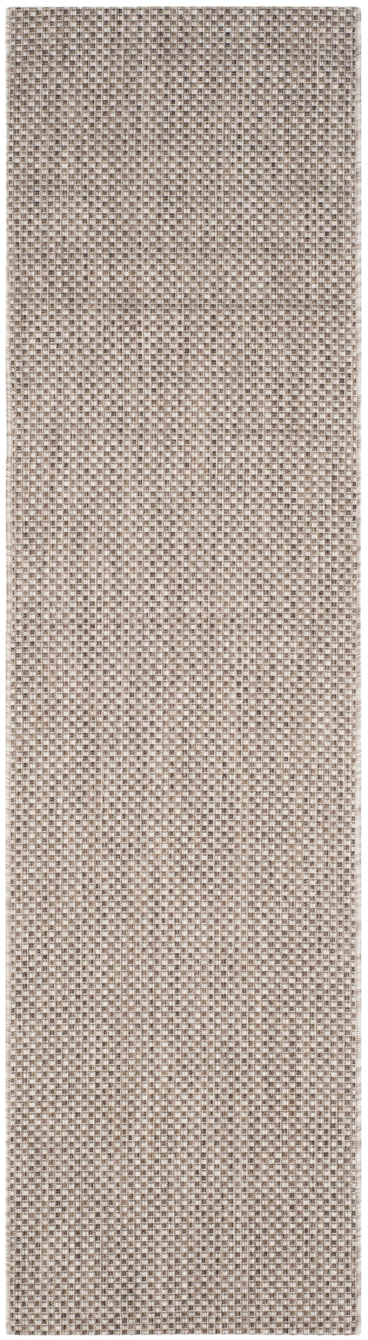 Beige and Brown 27'' Non-Slip Synthetic Courtyard Rug