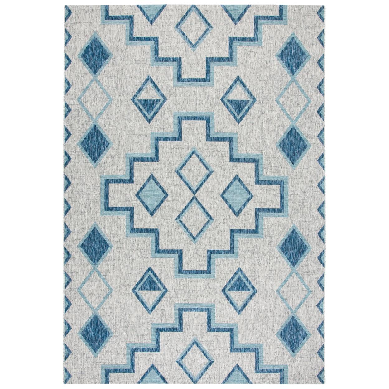 Courtyard CY8533 Power Loomed Indoor/Outdoor Area Rug - Grey/Aqua - 8'x11' - Safavieh.
