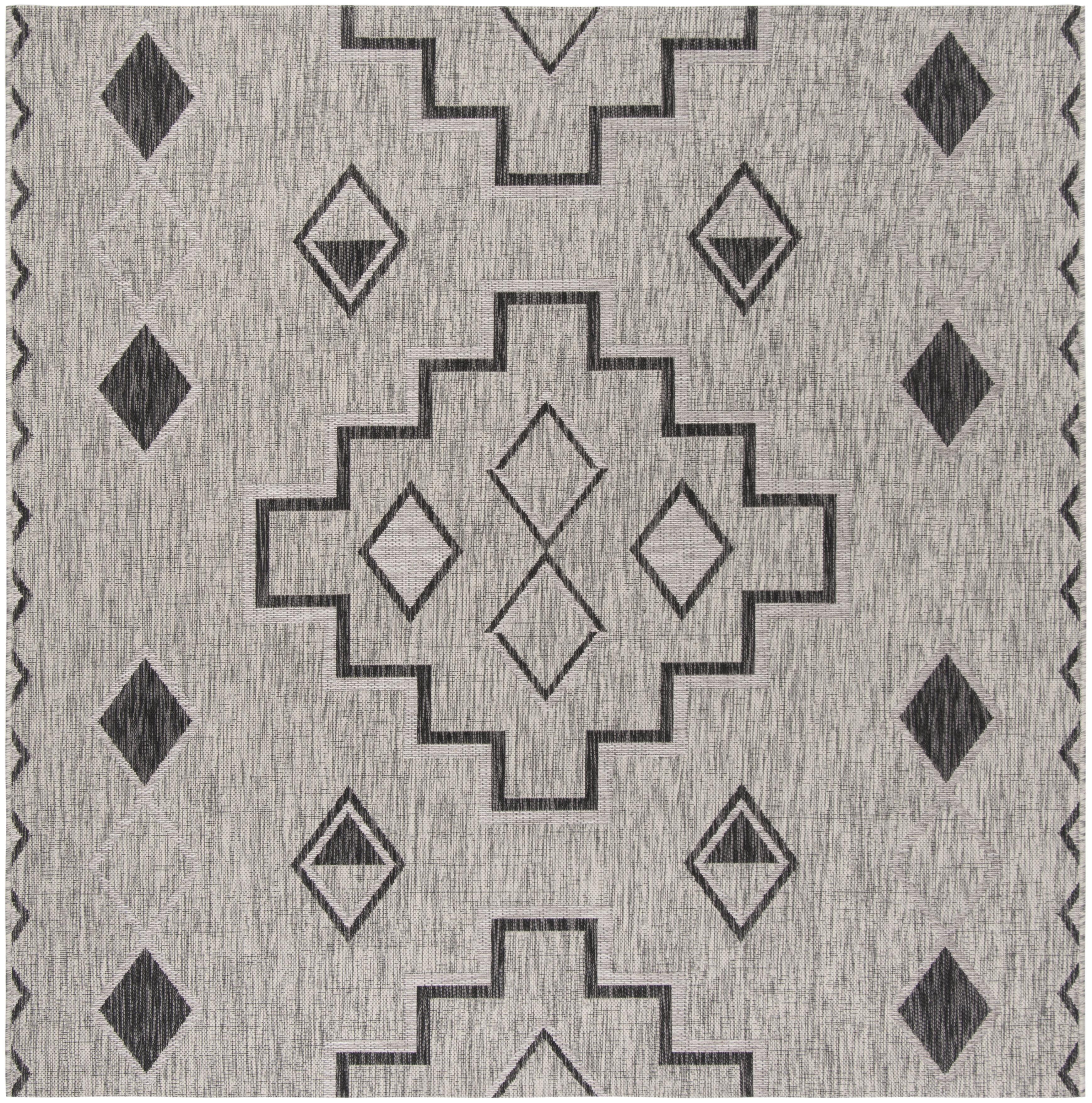 47" Gray Square Stain-Resistant Synthetic Area Rug