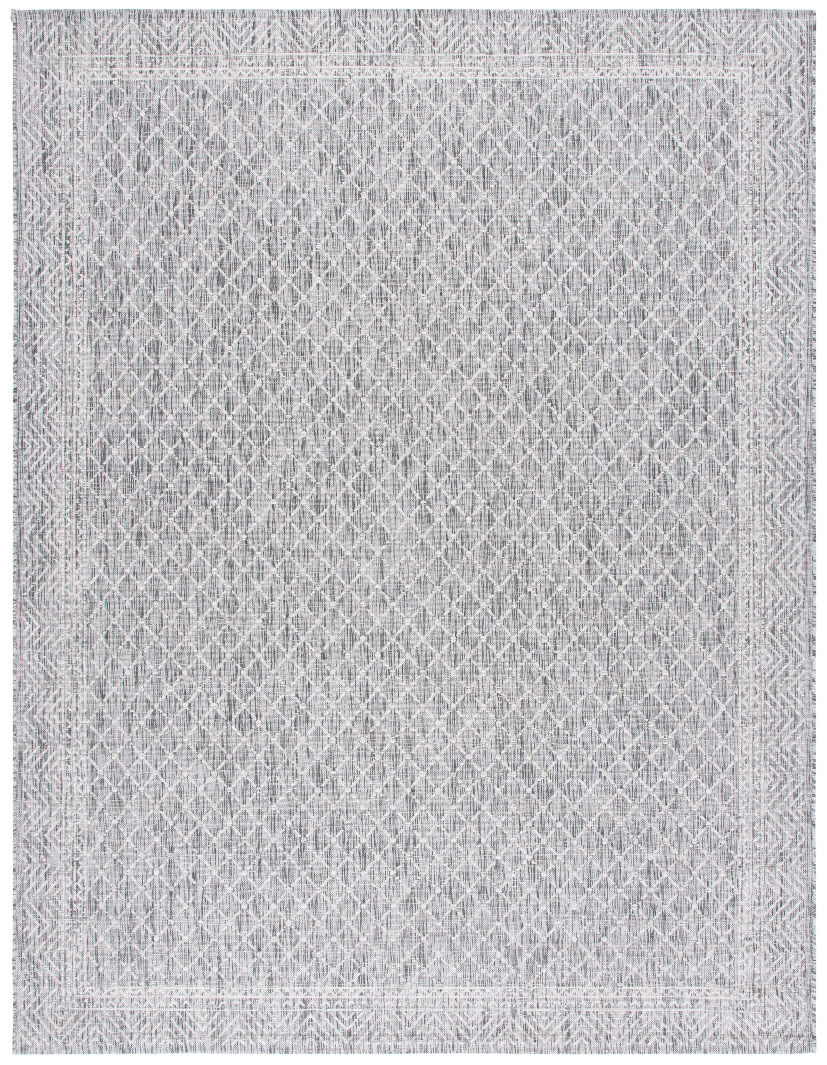 Frazier Geometric Gray Wool and Cotton Area Rug, 8' x 10'