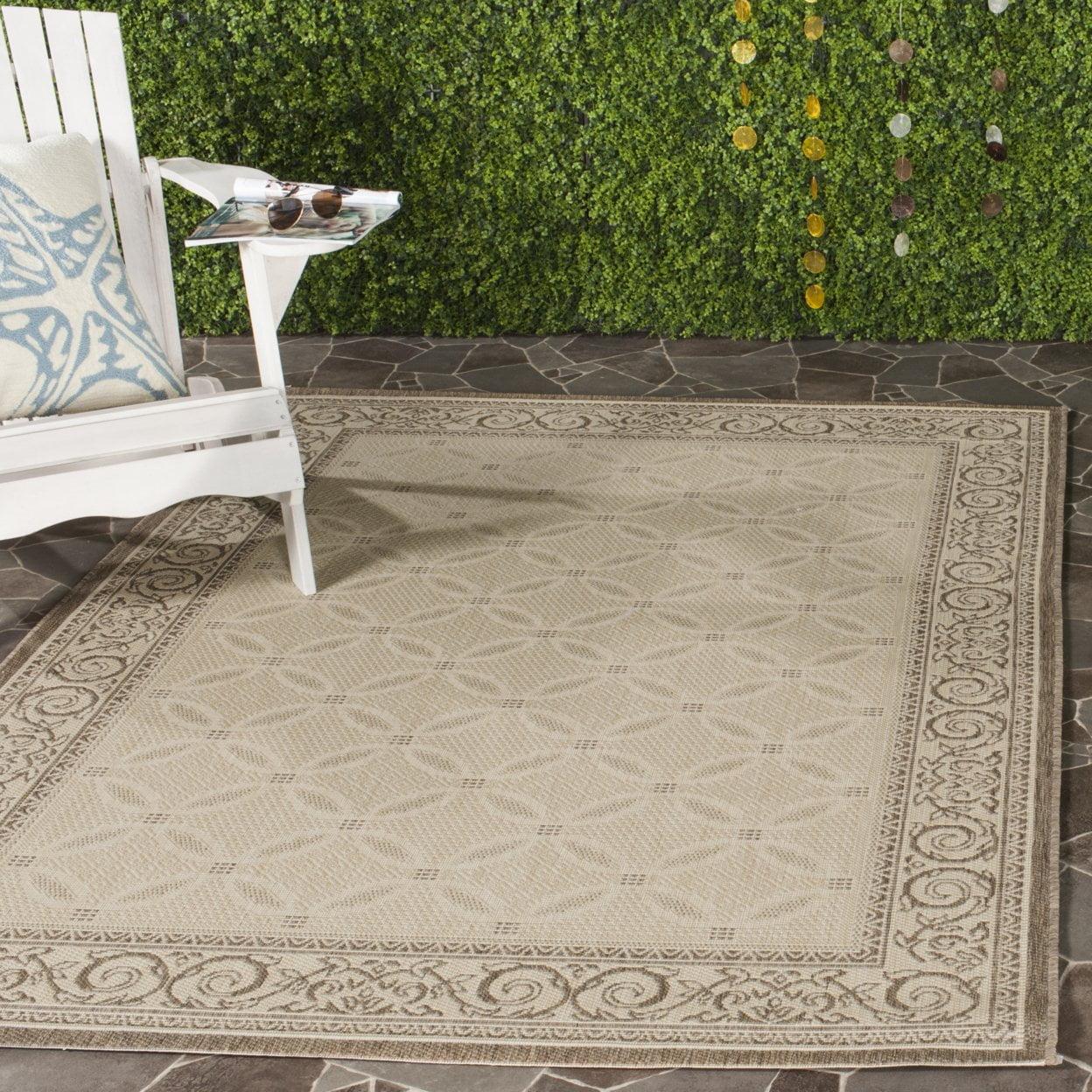 Courtyard CY1502 Power Loomed Indoor and Outdoor Area Rug - Natural/Brown - 5'3"x7'7" - Safavieh