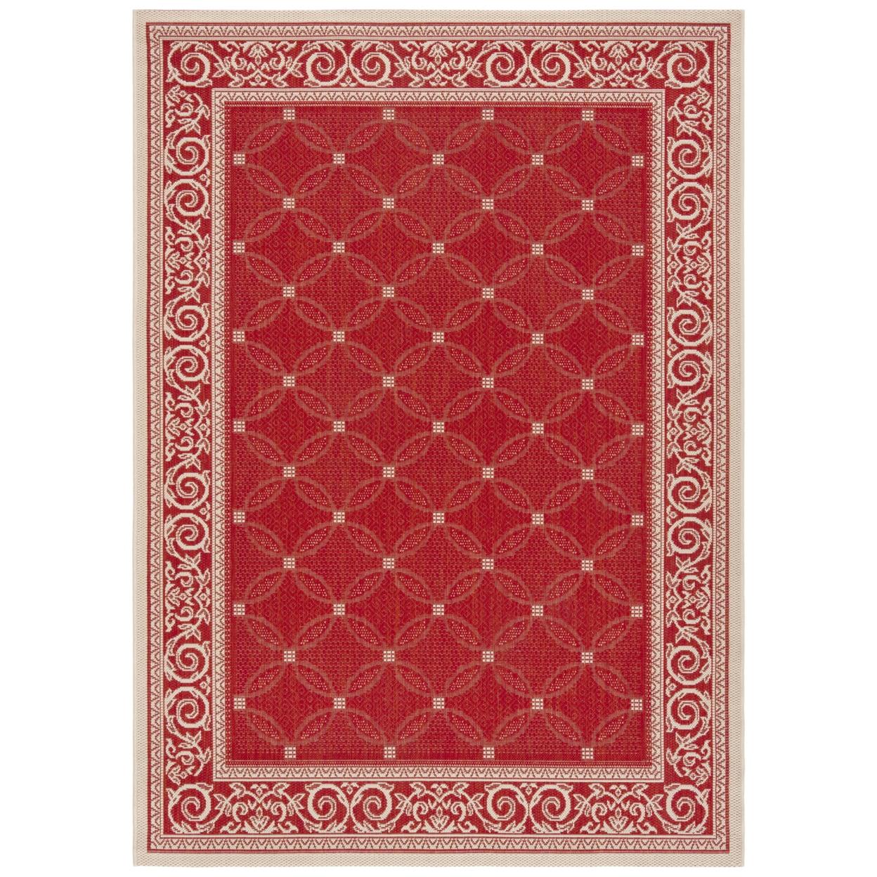 Red and Natural Geometric Indoor/Outdoor Area Rug