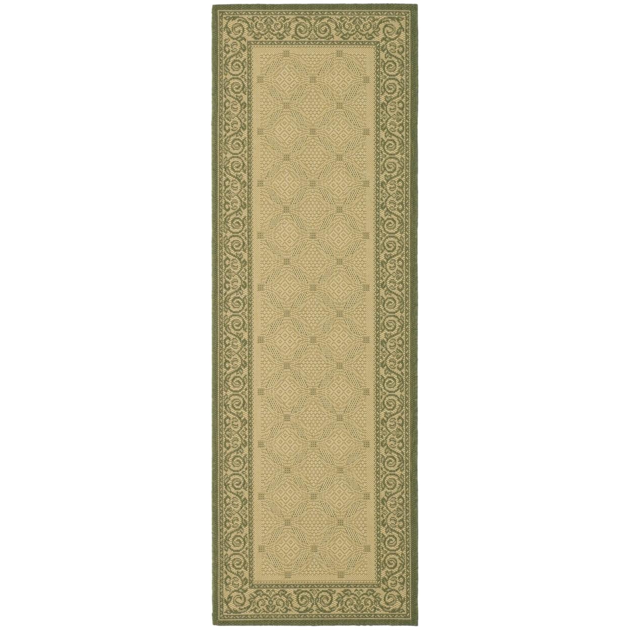 Safavieh Courtyard 27'' Natural/Olive Synthetic Indoor/Outdoor Runner Rug