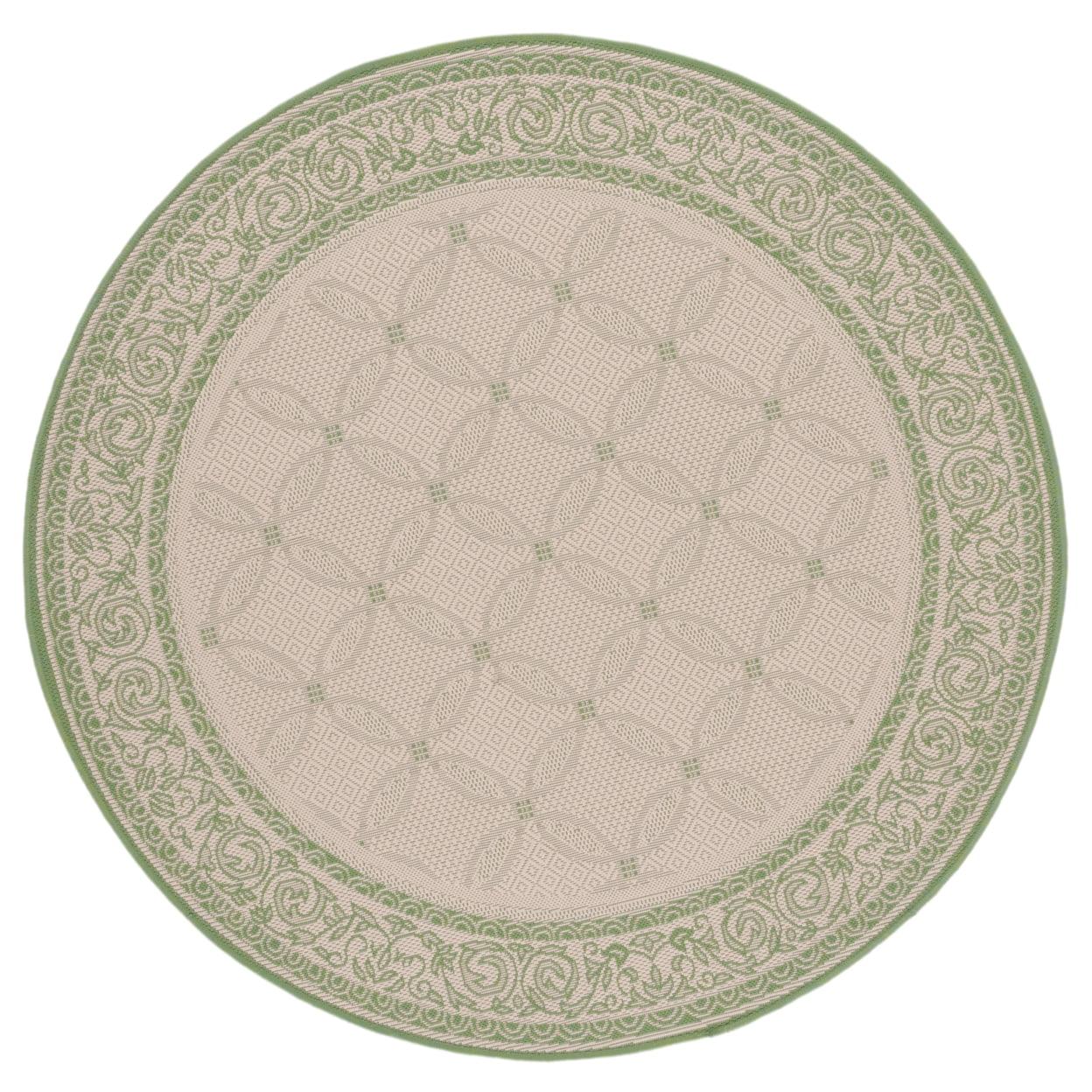 Courtyard CY1502 Power Loomed Indoor and Outdoor Area Rug - Natural/Olive - 5'3"x7'7" - Safavieh