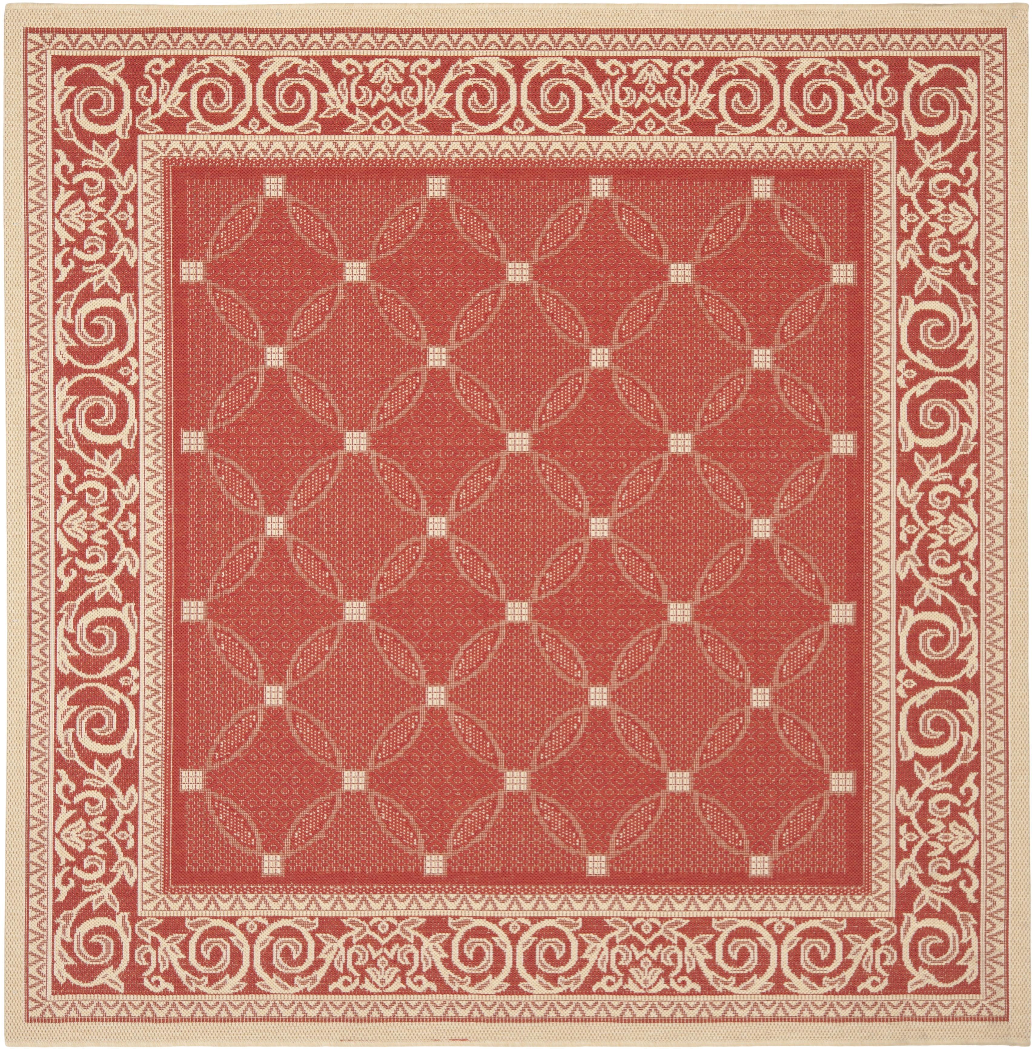 Courtyard CY1502 Power Loomed Indoor and Outdoor Area Rug - Red/Natural - 6'7"x6'7" - Safavieh