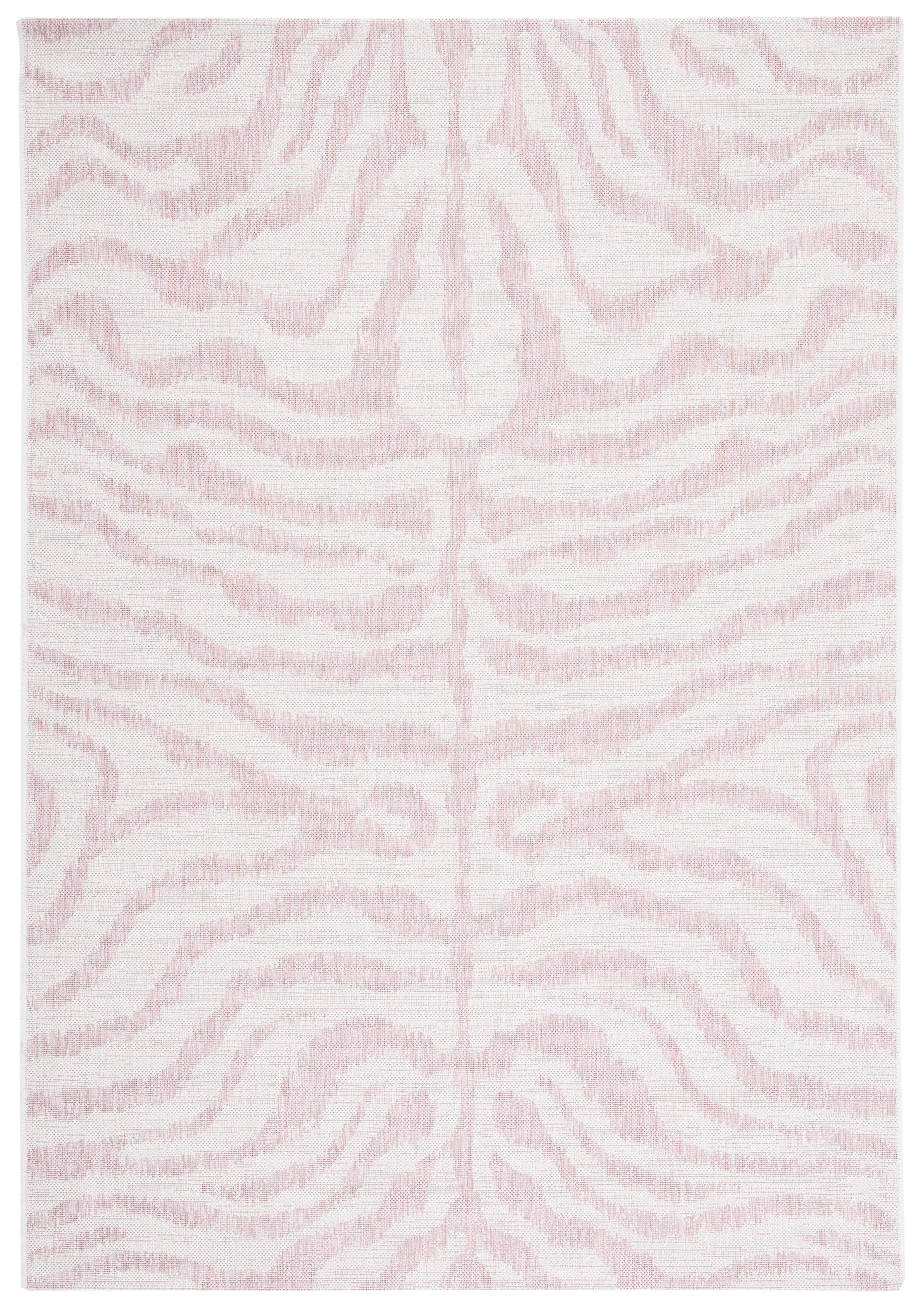 SAFAVIEH Courtyard Gerald Animal Indoor/Outdoor Area Rug, Ivory/Pink, 4' x 5'7"