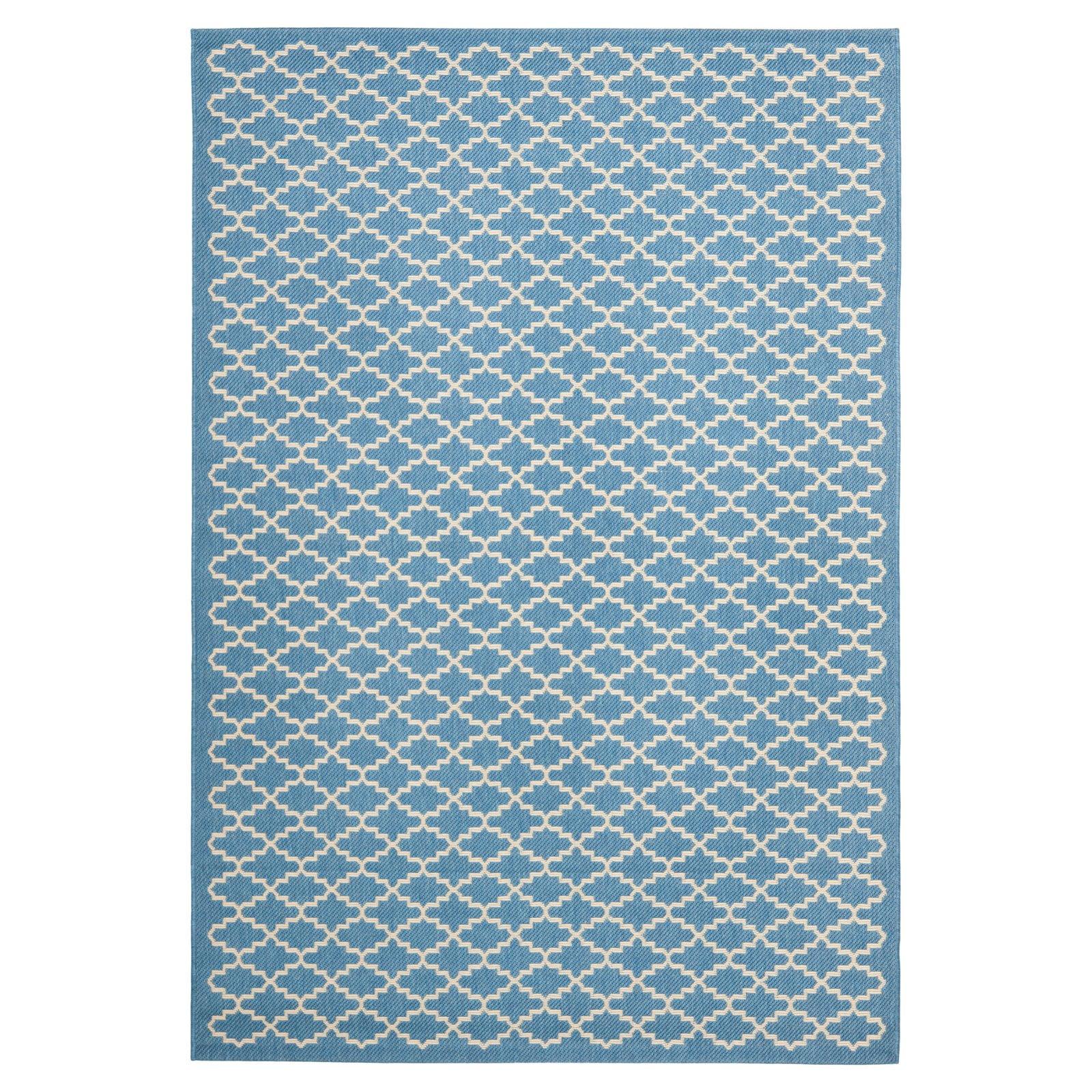 Courtyard CY6919 Power Loomed Indoor and Outdoor Accent Rug - Blue/Beige - 2'x3'7" - Safavieh