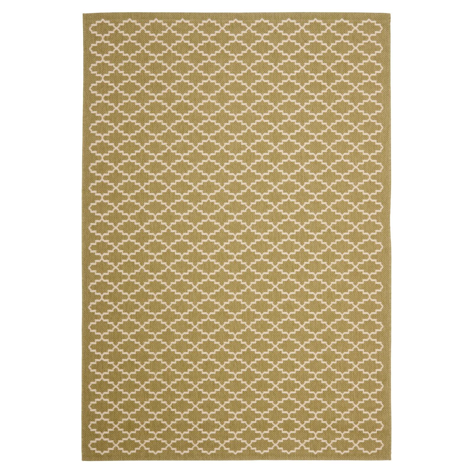 SAFAVIEH Courtyard Hilbert Trellis Indoor/Outdoor Runner Rug, 2'3" x 6'7", Green/Beige