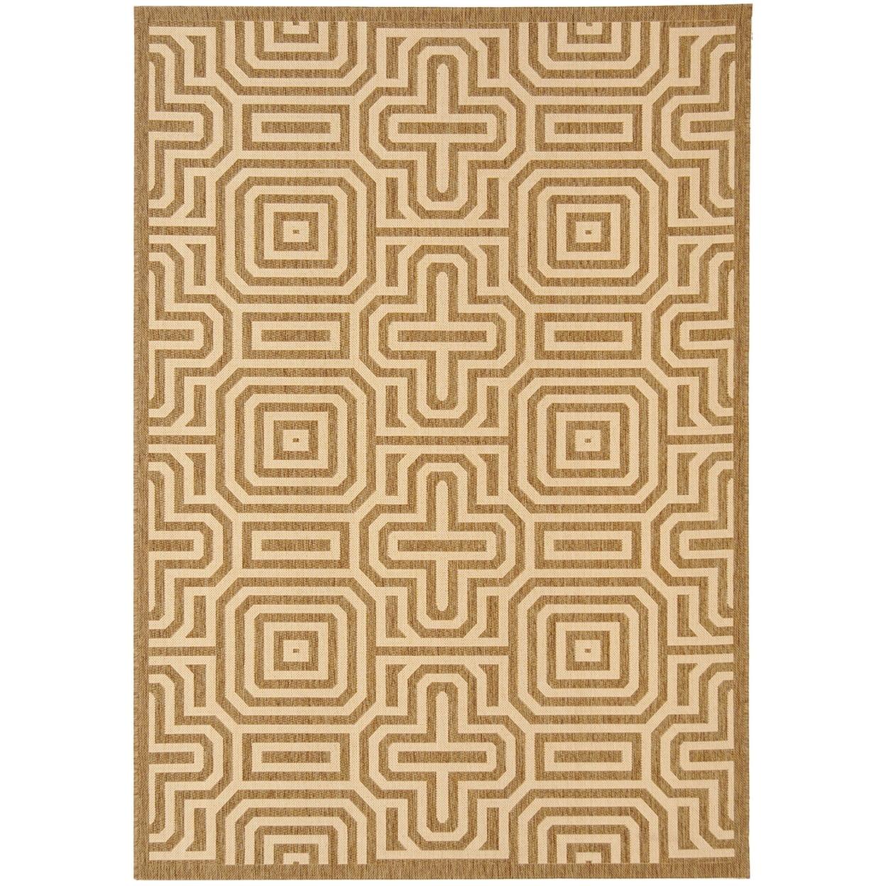 Brown and Natural Geometric Indoor/Outdoor Area Rug