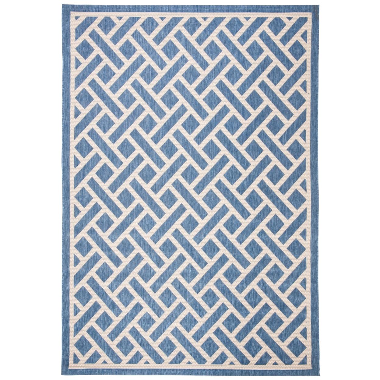 Courtyard CY6306 Power Loomed Indoor/Outdoor Area Rug - Blue/Light Beige - 6'7"x9'6" - Safavieh.