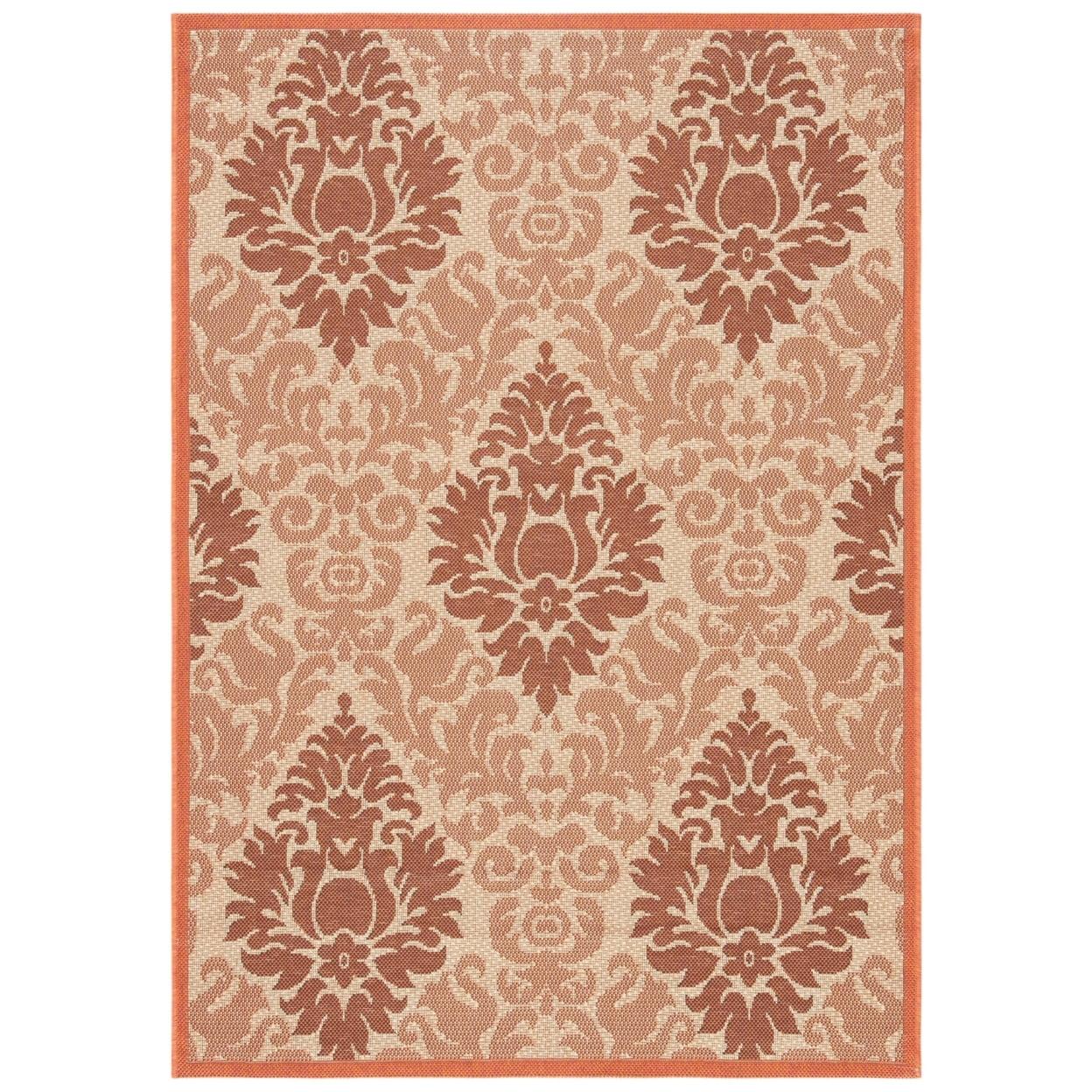 Off-White and Terracotta Rectangular Easy-Care Outdoor Rug, 4' x 5'7"