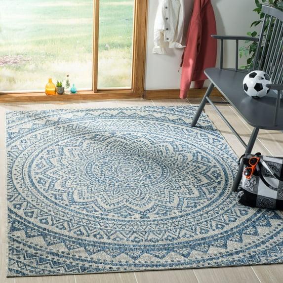 Courtyard CY8734 Power Loomed Indoor and Outdoor Area Rug - Light Grey/Blue - 8'x11' - Safavieh