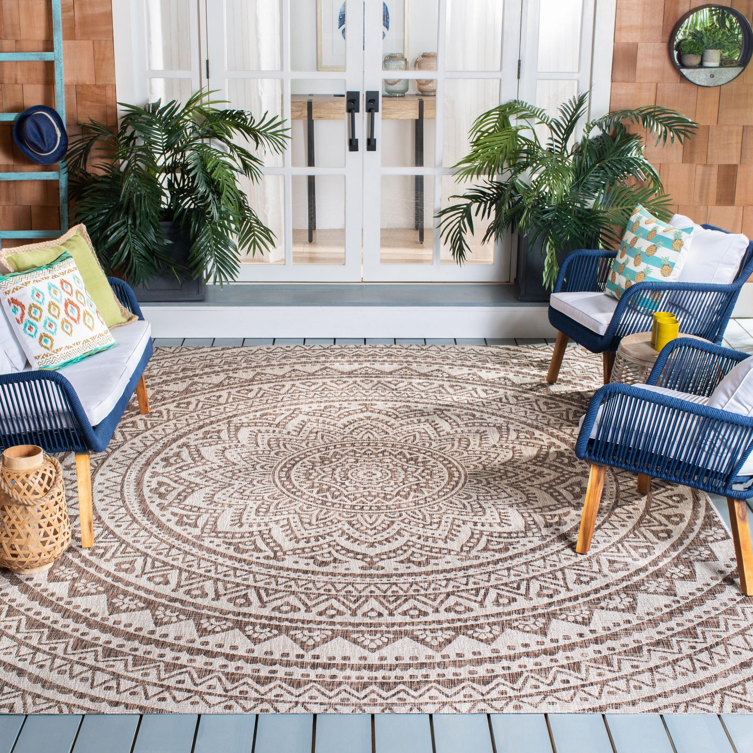 Courtyard CY8734 Power Loomed Indoor and Outdoor Area Rug - Light Beige/Light Brown - 9'x12' - Safavieh