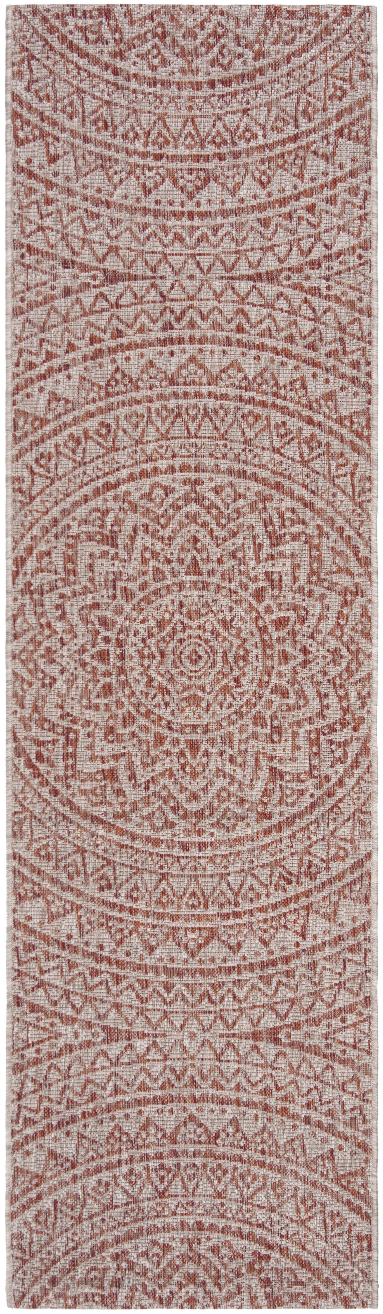 Courtyard CY8734 Power Loomed Indoor and Outdoor Runner Rug - Light Beige/Terracotta - 2'3"x5' - Safavieh